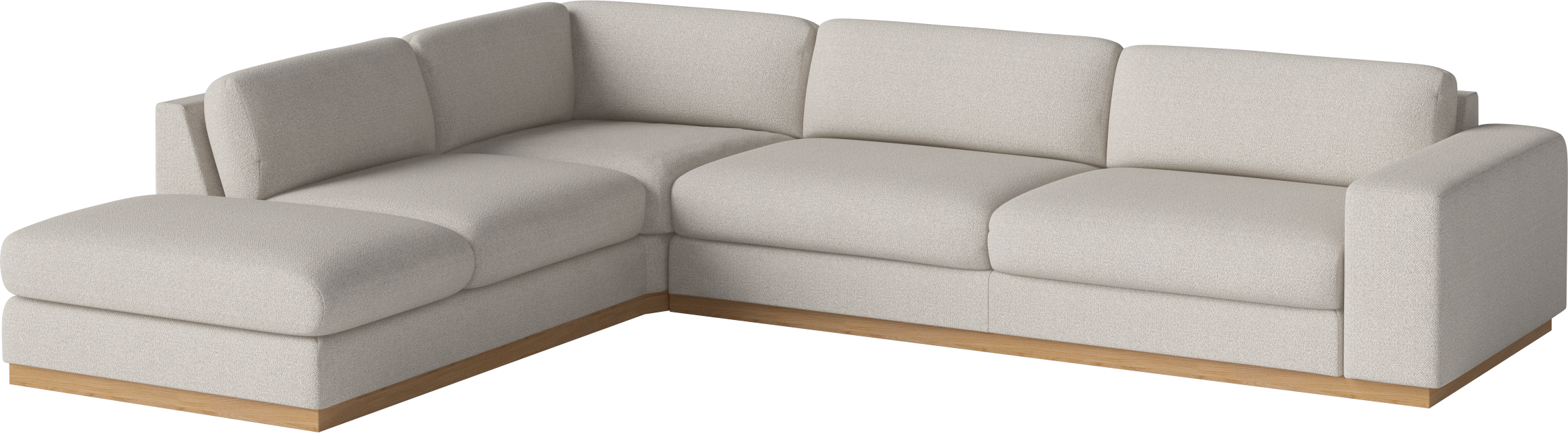 Open linker hoekbank SEPIA met eiken basis