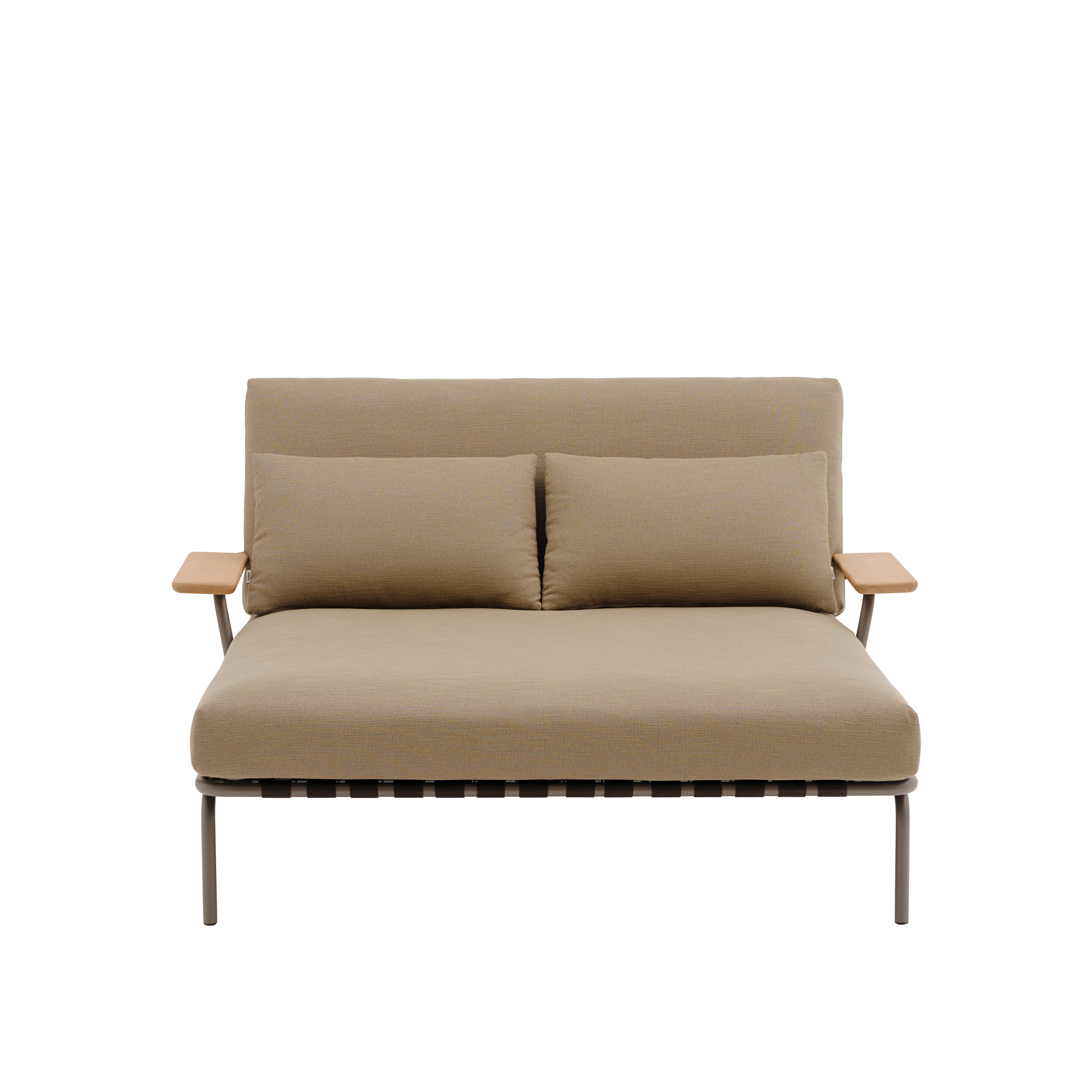 Ligbed met armleuningen SETTLE bruin met taupe basis