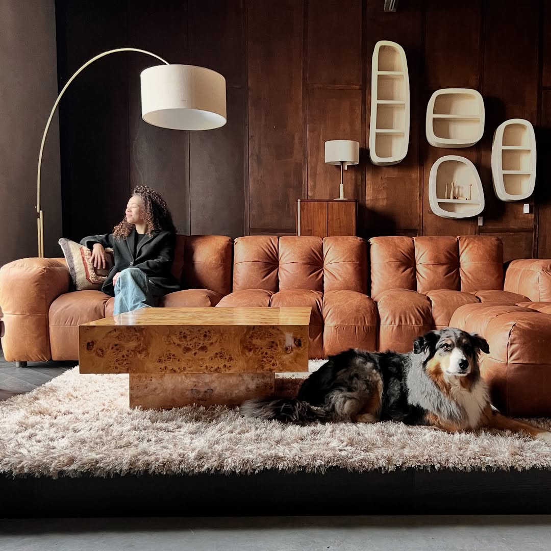 Hackman Pouf in Cognac Leather