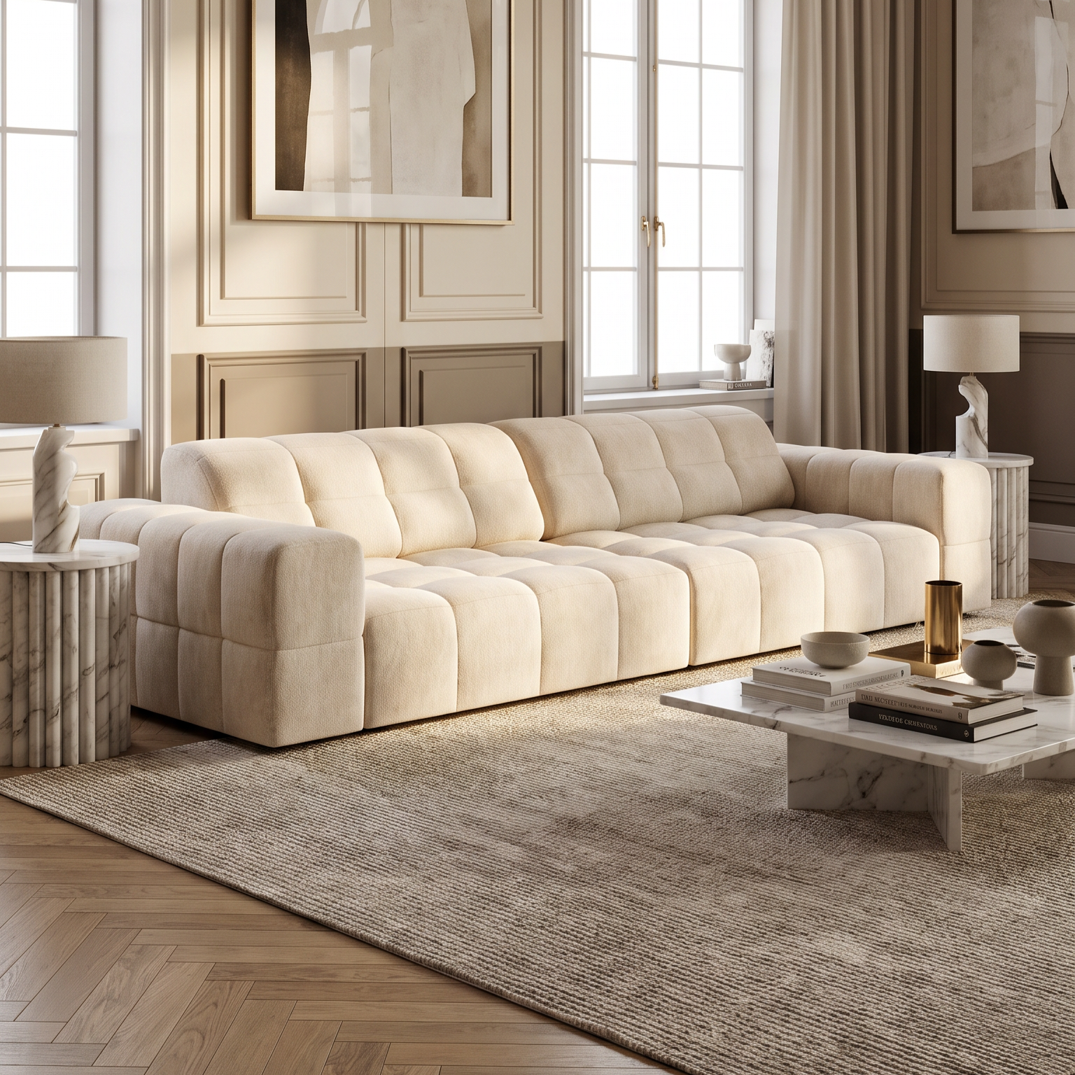 Sofa voor 4 personen JENNIFER zilver chenille