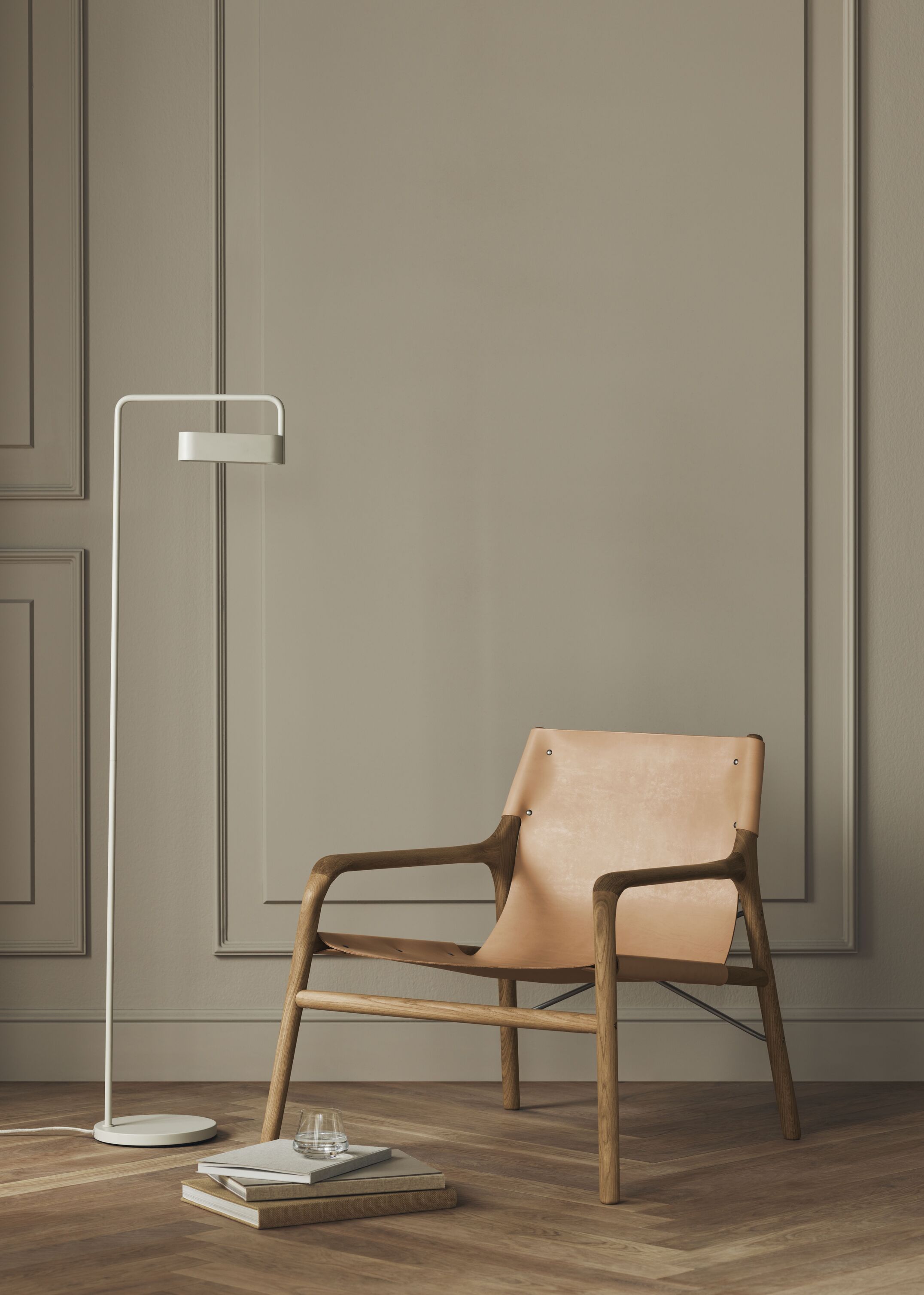 Soul Beige Sessel mit einer Eichenbasis