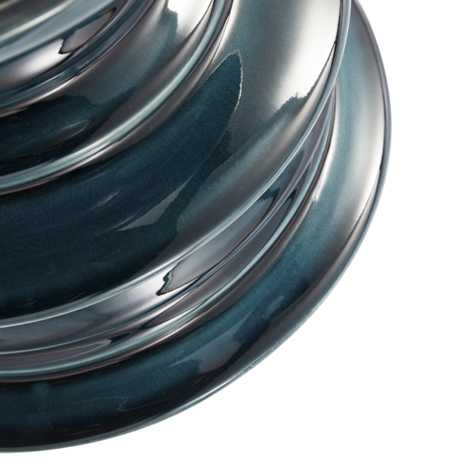 STACKED PLATES Vase dunkelgrün