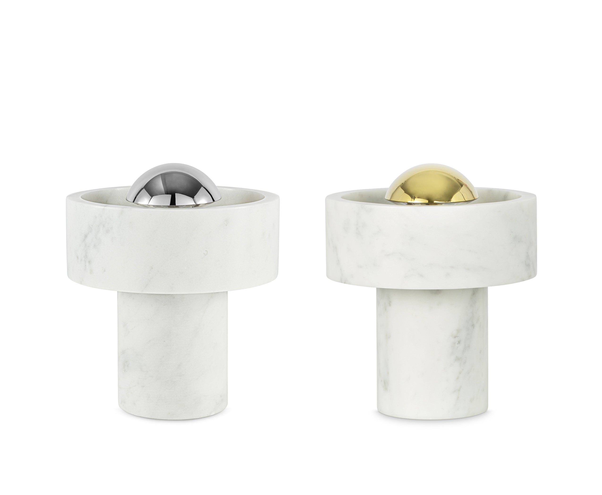 Portable lamp stone marble with silver finish