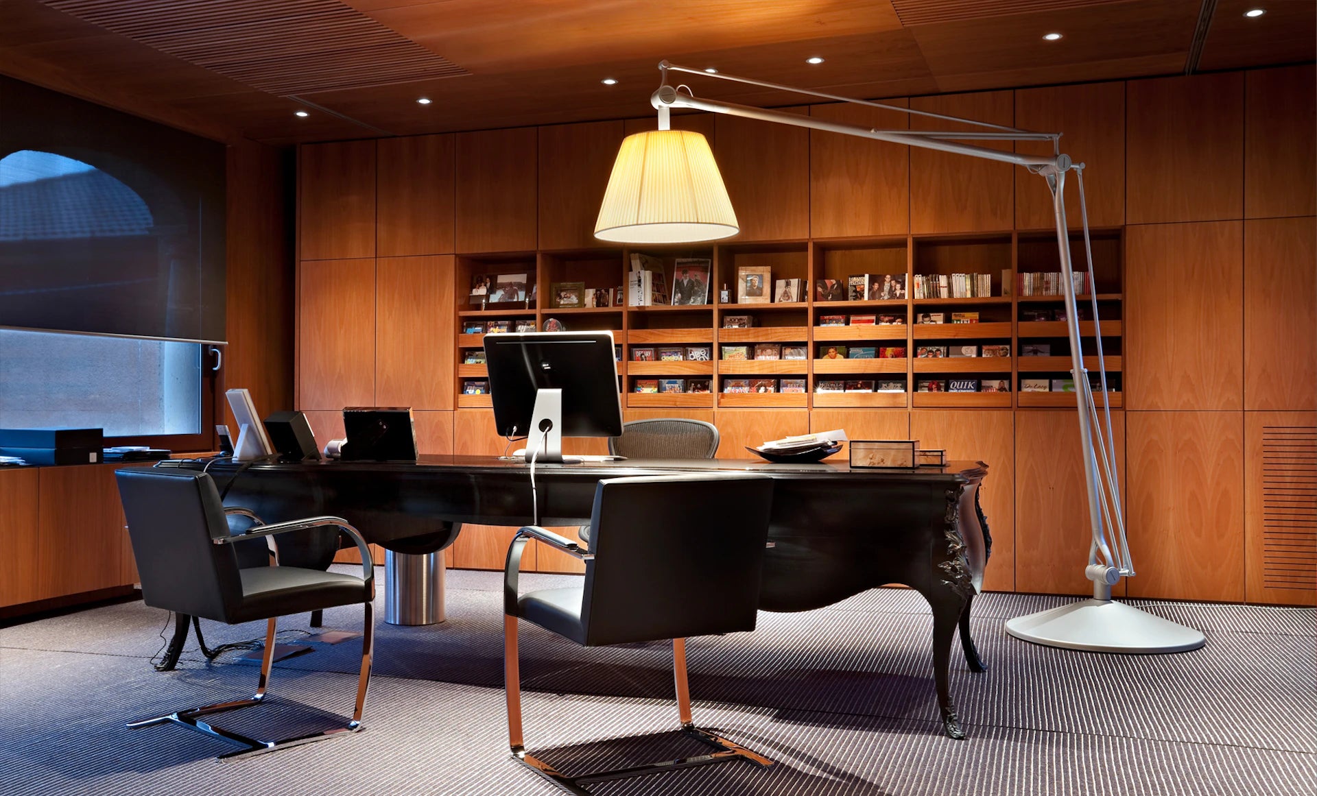 Vloerlamp met arm SUPERARCHIMOON grijs met geel