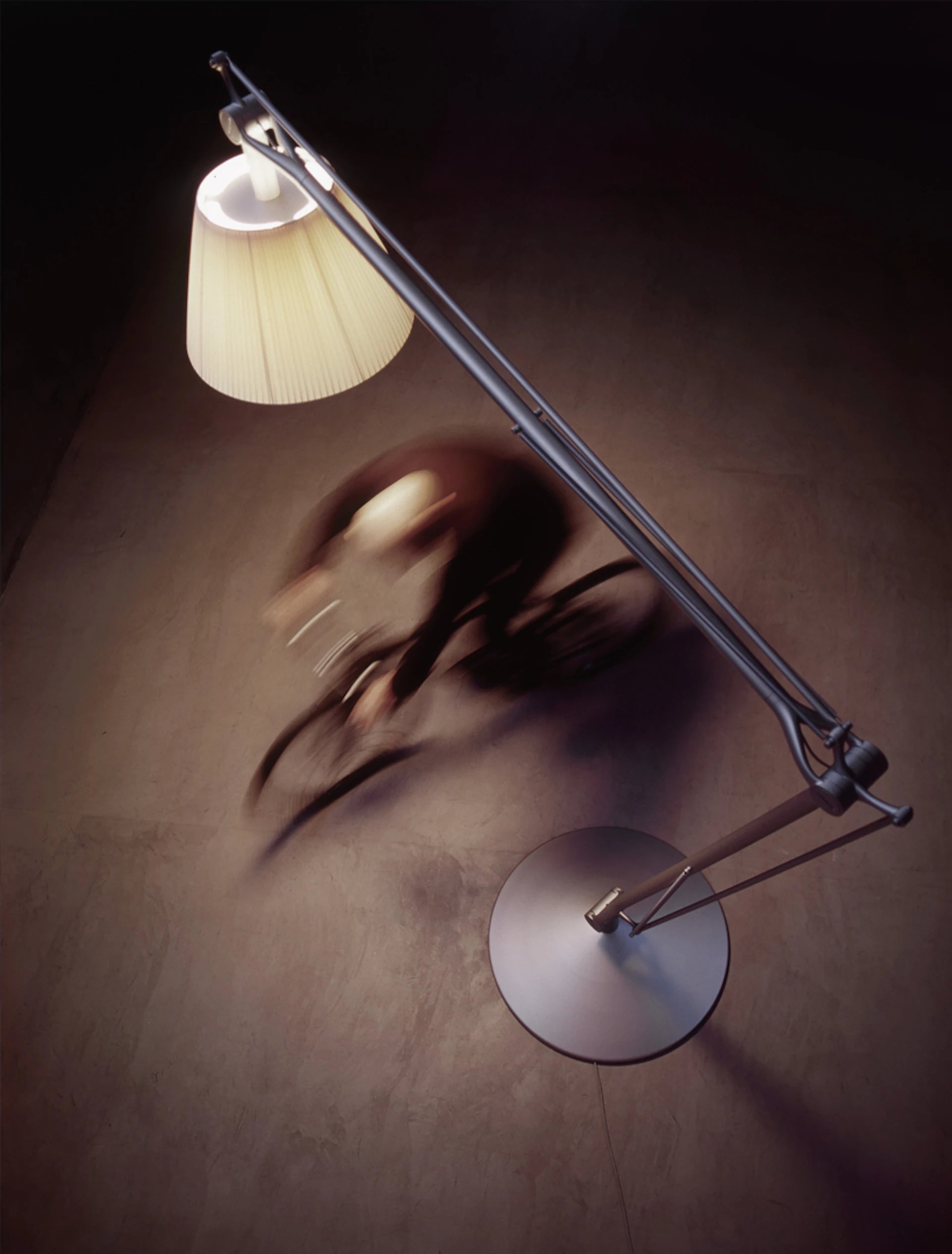 Vloerlamp met arm SUPERARCHIMOON grijs met geel