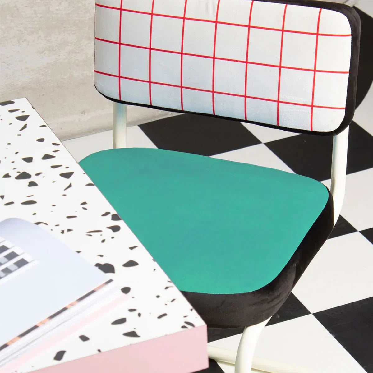 Krzesło barowe SUPERSTOOL RED GRID turkusowy z białą podstawą