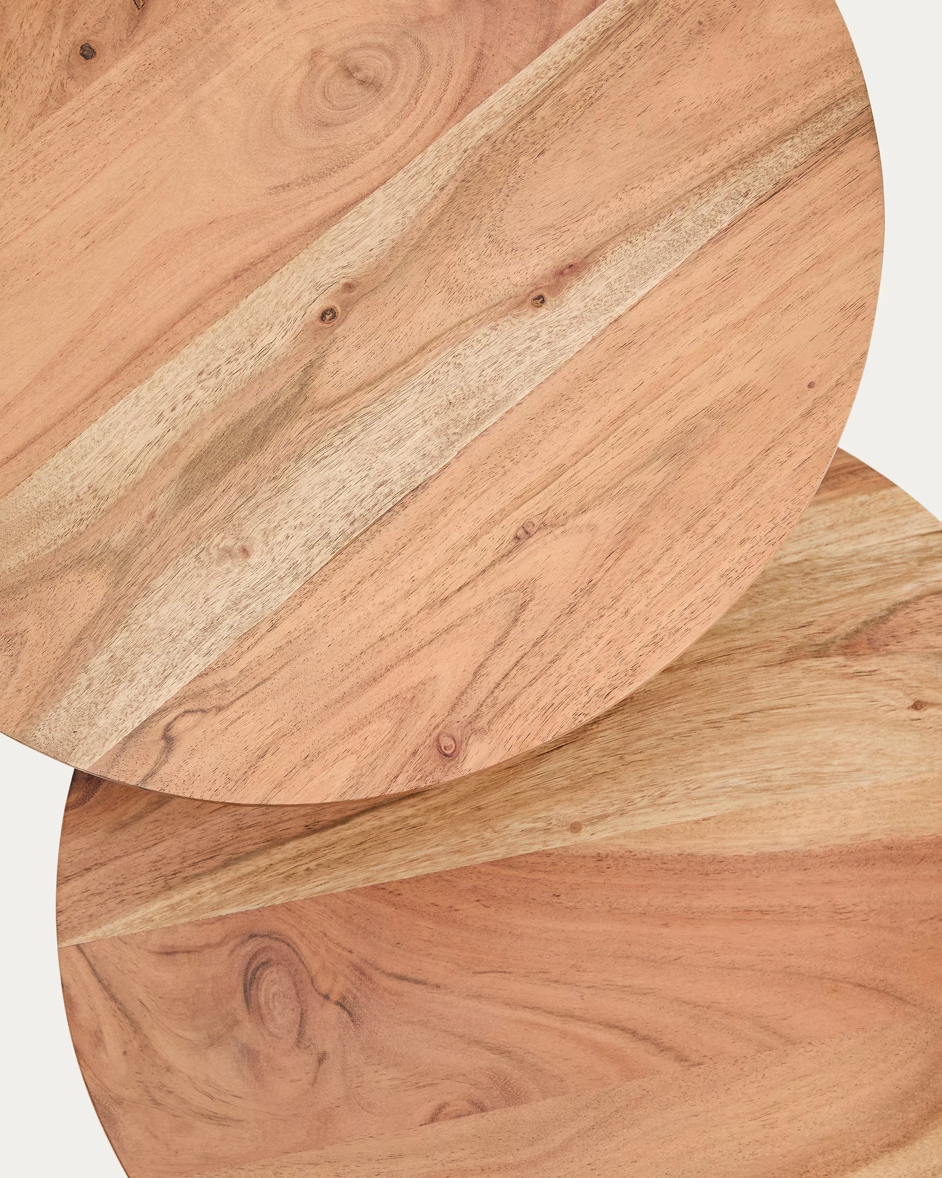 Zestaw stolików VINTARA lite drewno akacjowe z czarną podstawą