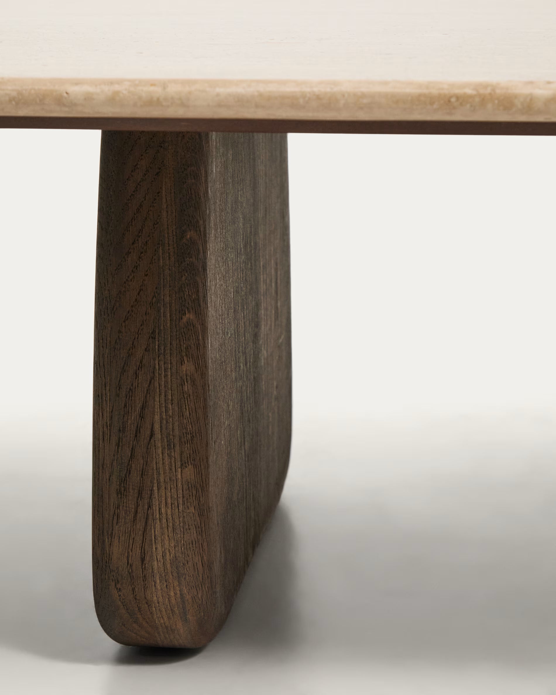 PIRITA Coffee Table in Travertine with Dark Wooden Base