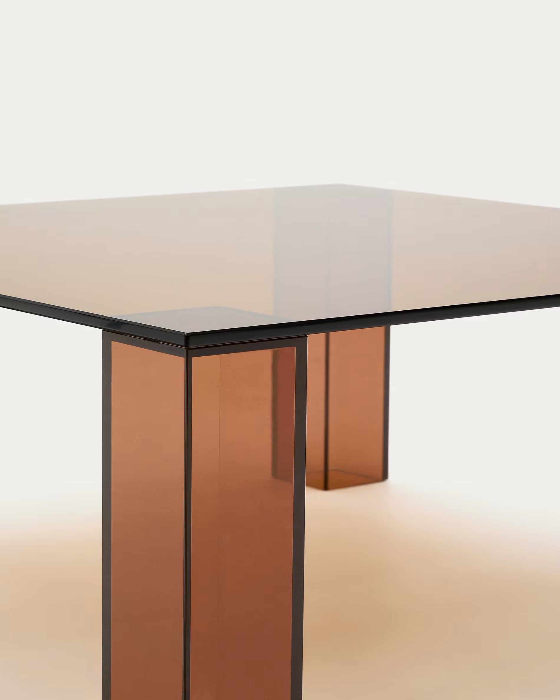 ADULARIA square coffee table brown tempered glass