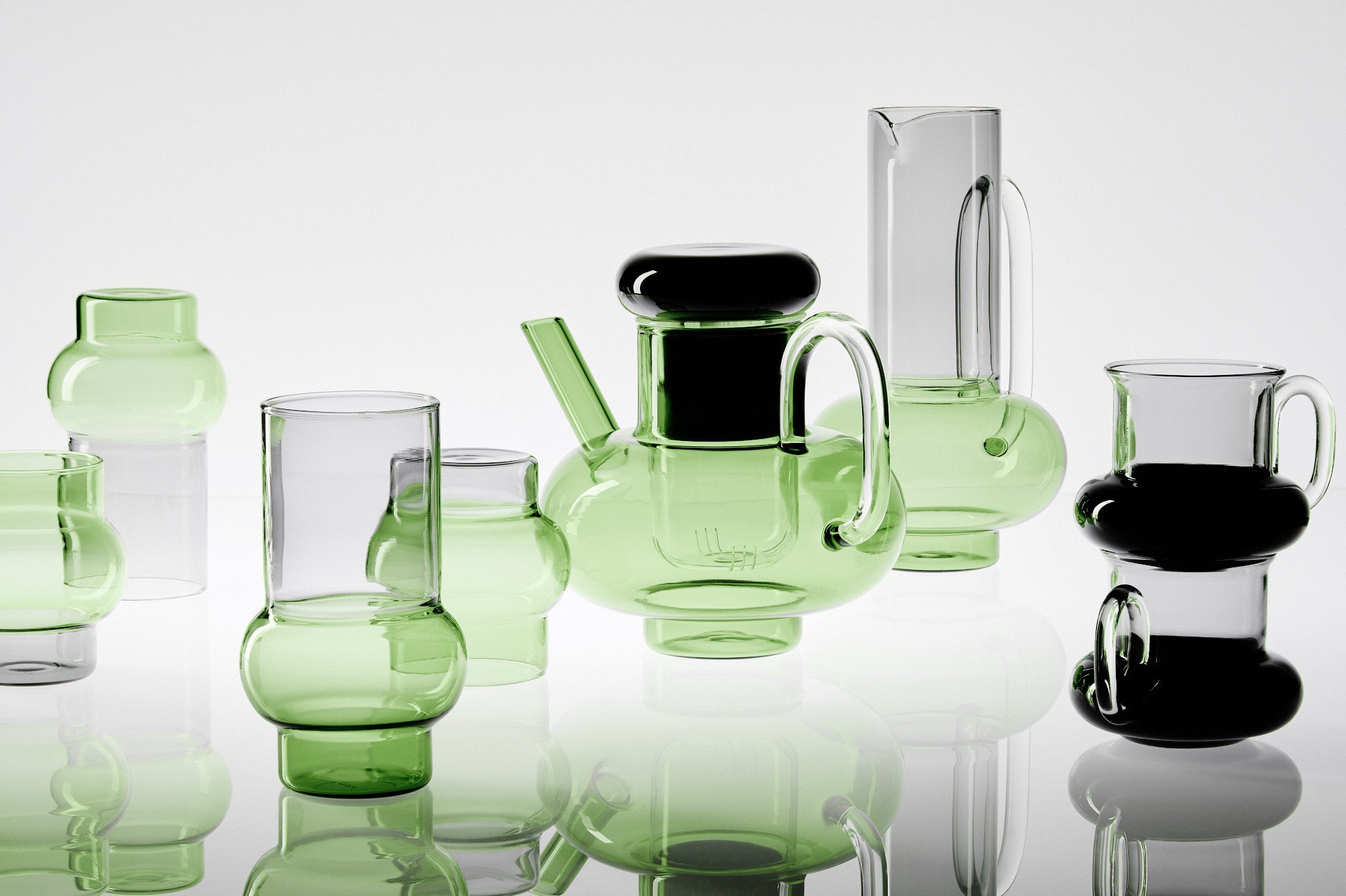 Green glass bump jug