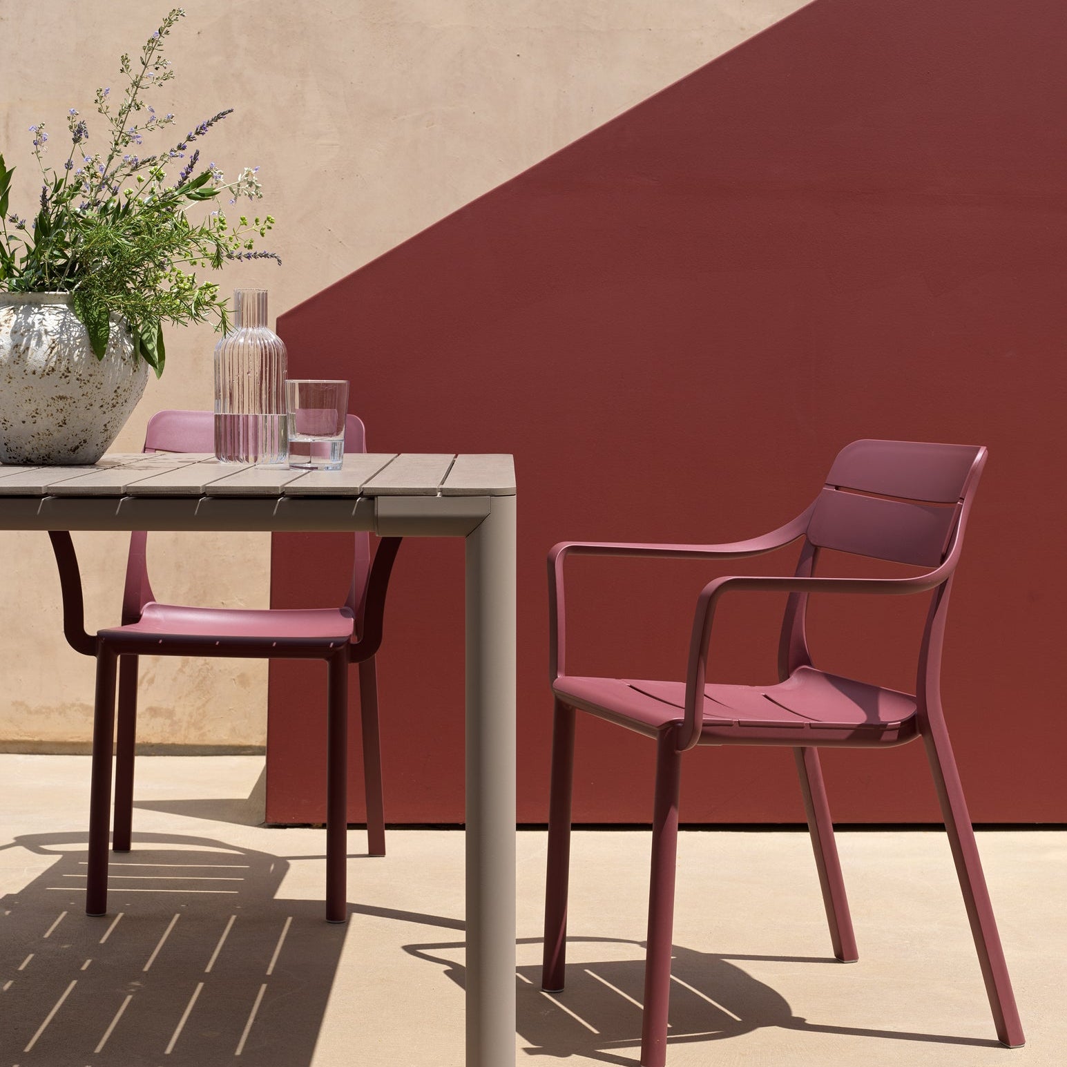 Outdoor chair with armrests CASSIA brown