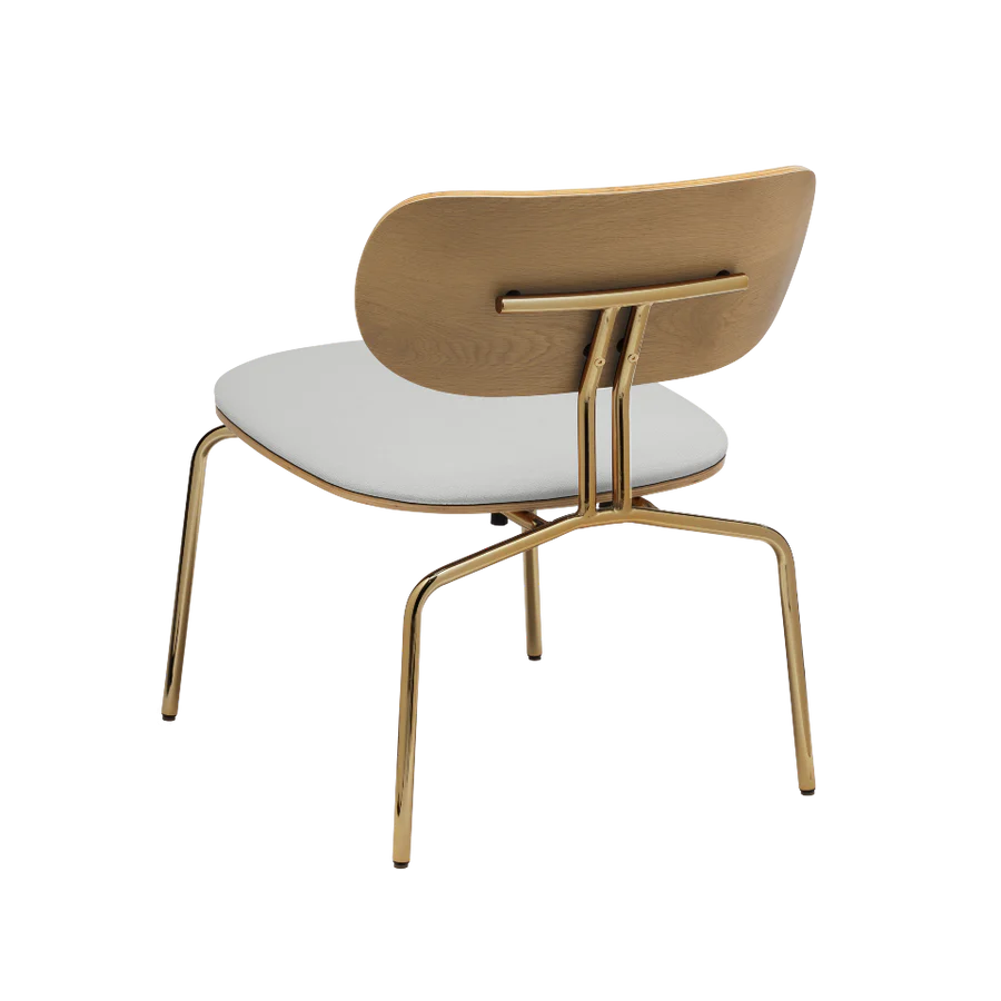 Curious Baby Blue armchair with a golden base