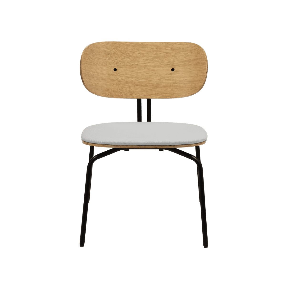 Curious Baby Blue armchair with a black base