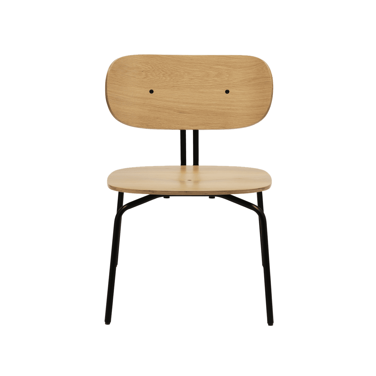 Curious oak veneer armchair with a black base