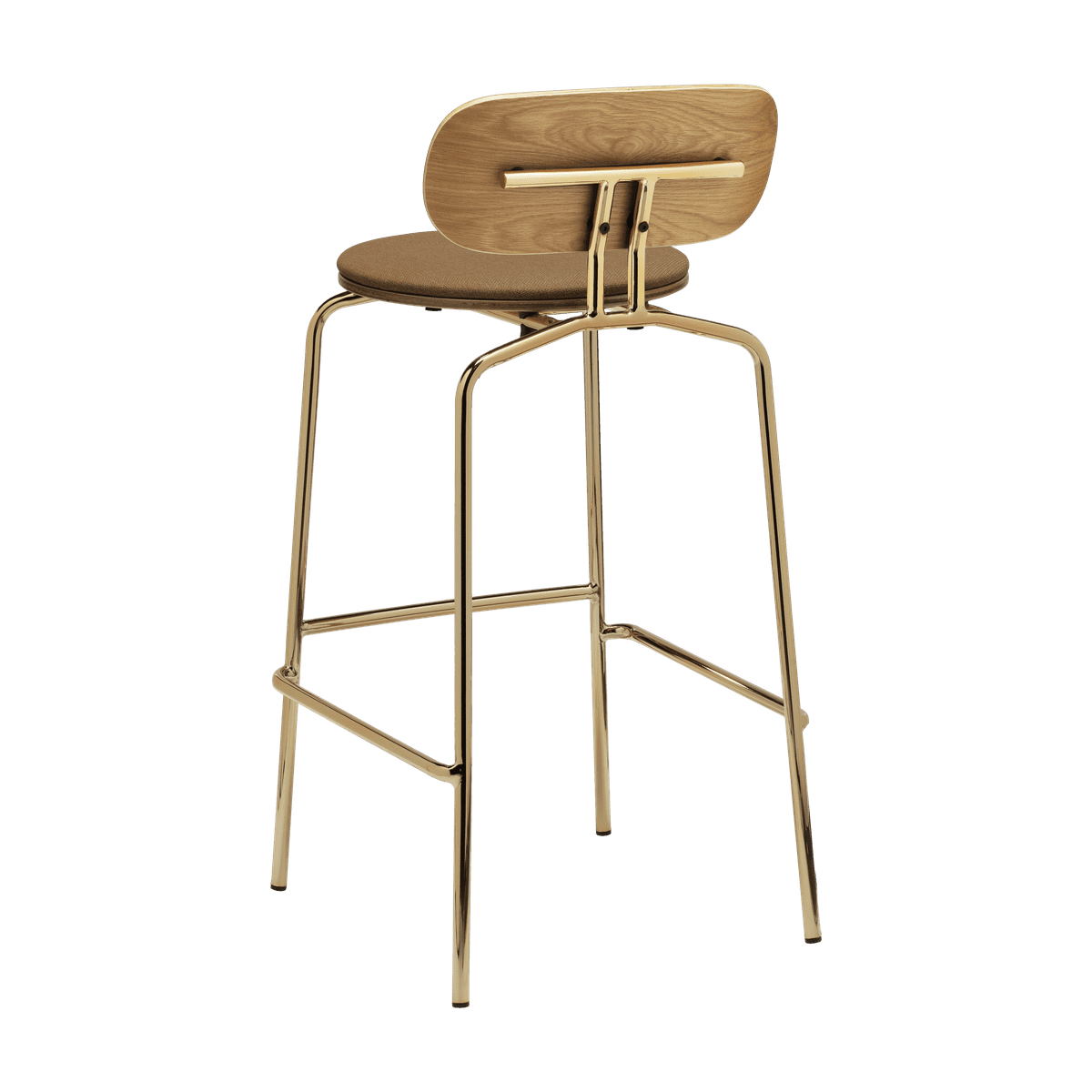 Hocker CURIOUS kaneelkleurig met gouden basis