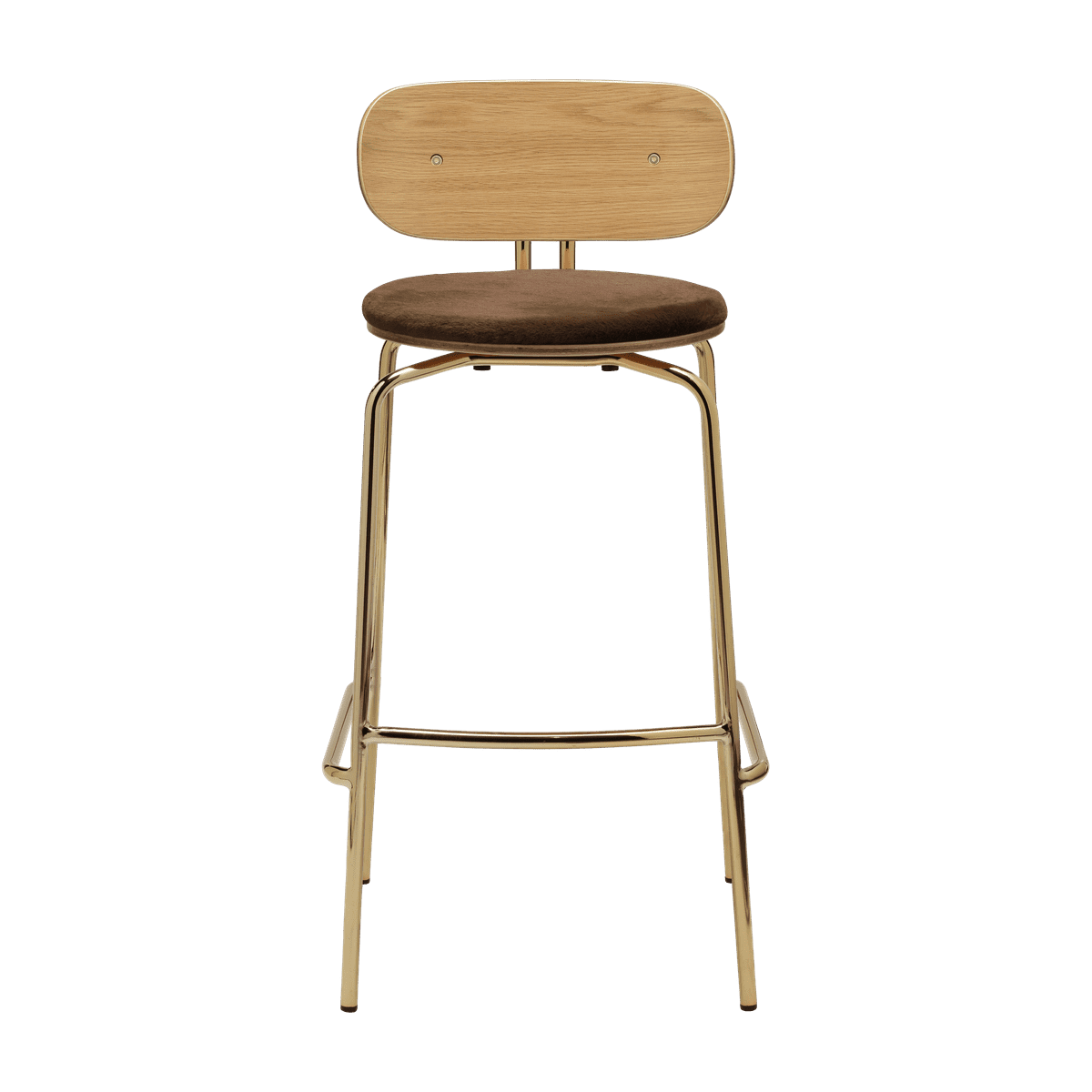 Neugieriger Hoker Brown Plüsch mit einer goldenen Basis