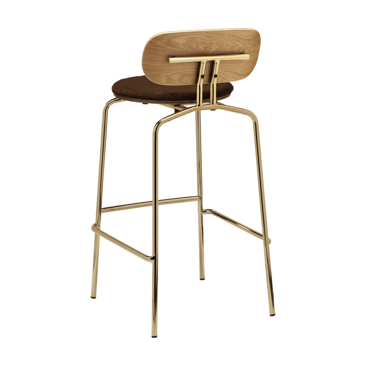 Neugieriger Hoker Brown Plüsch mit einer goldenen Basis