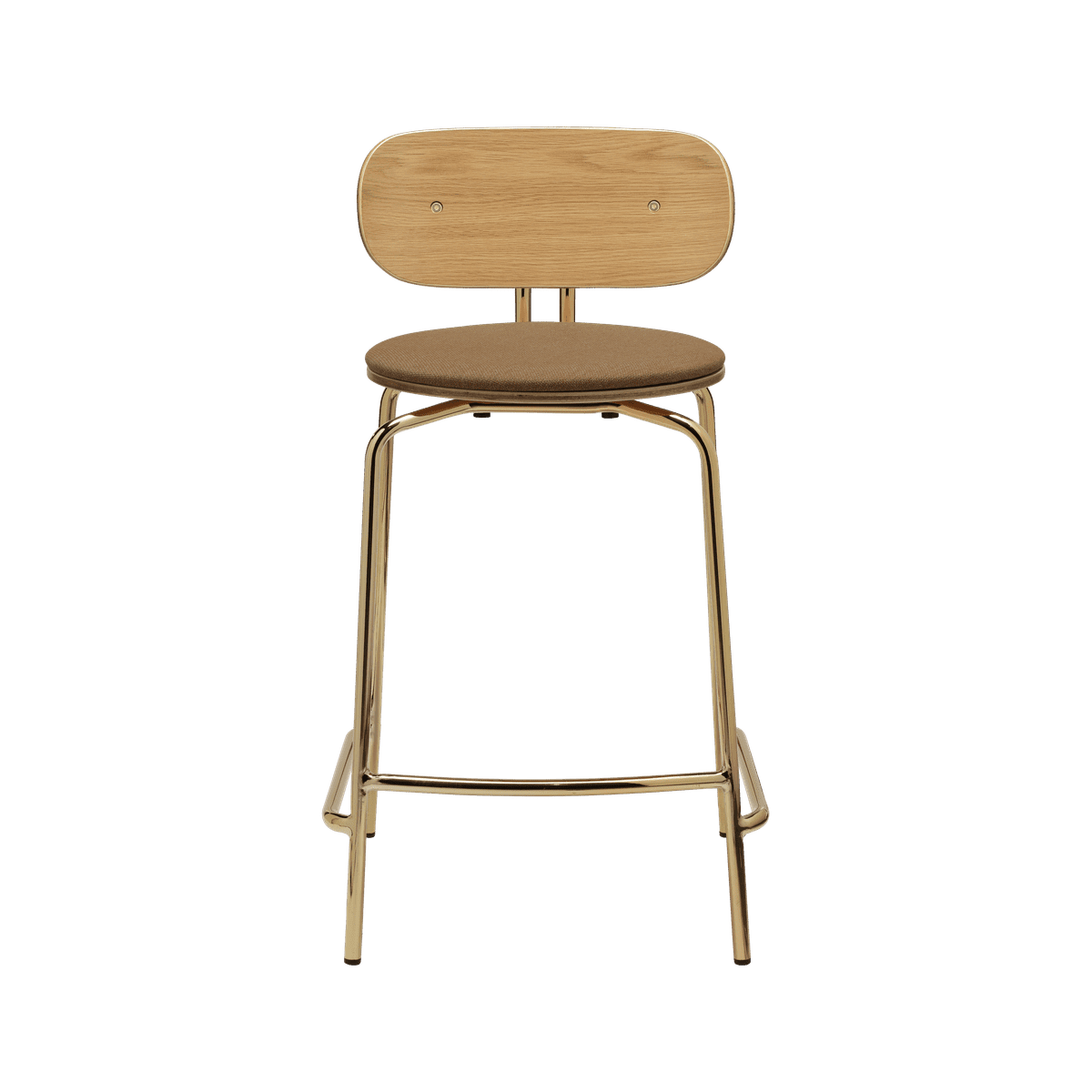 Hocker CURIOUS kaneelkleurig met gouden basis