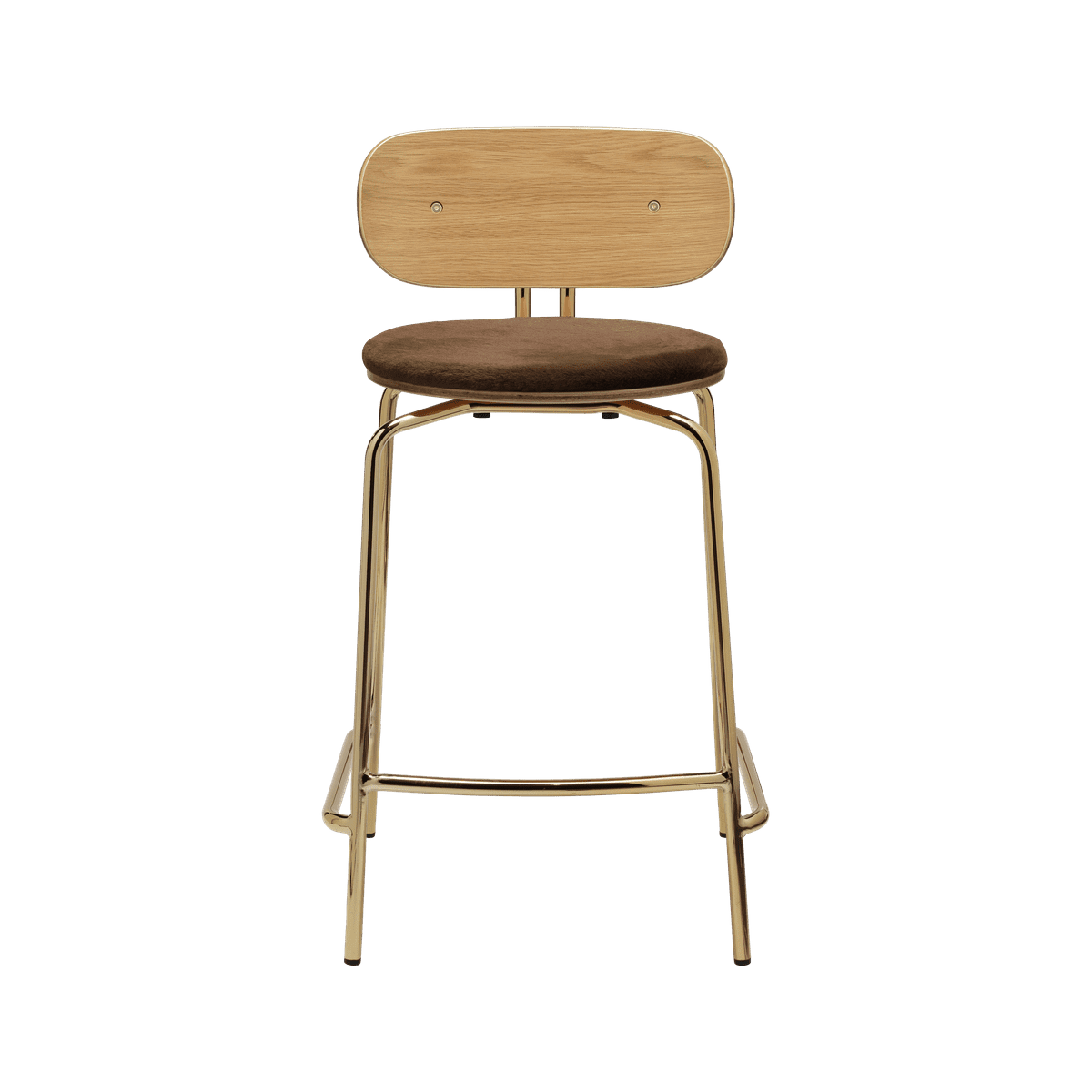 Neugieriger Hoker Brown Plüsch mit einer goldenen Basis