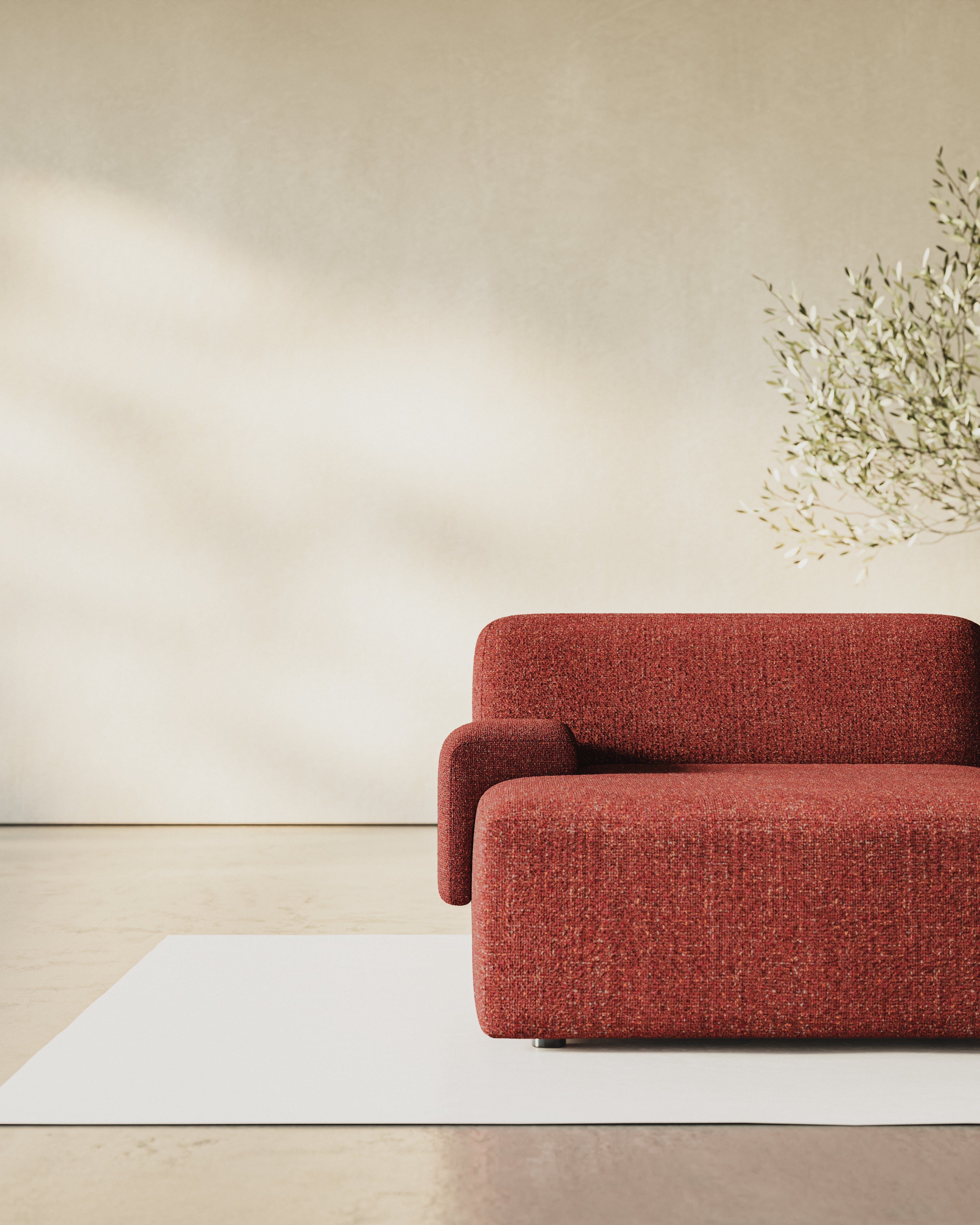 Modulaire open hoekbank links UMI kastanjebruin rood