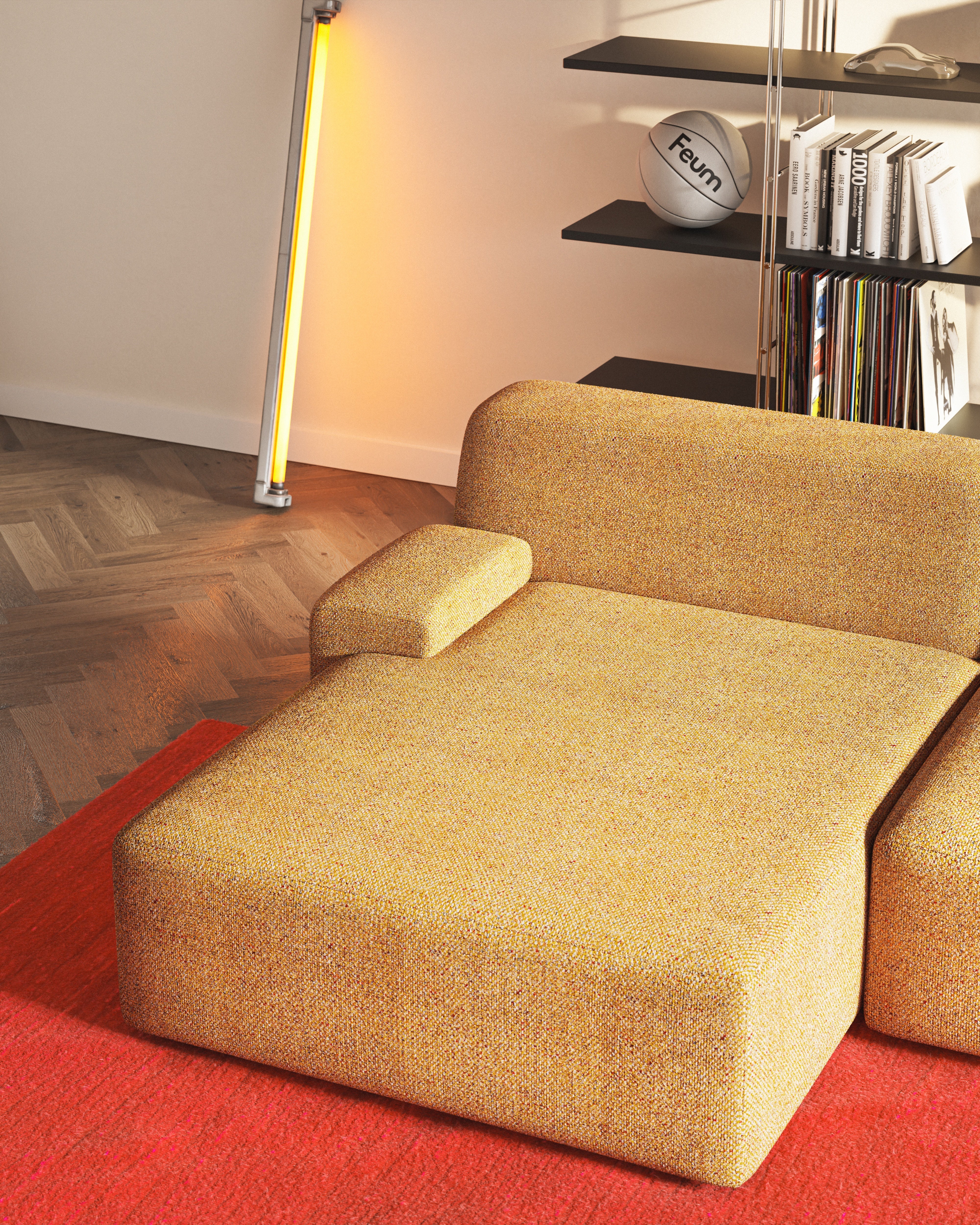 Open right-sided modular corner sofa UMI autumn orange