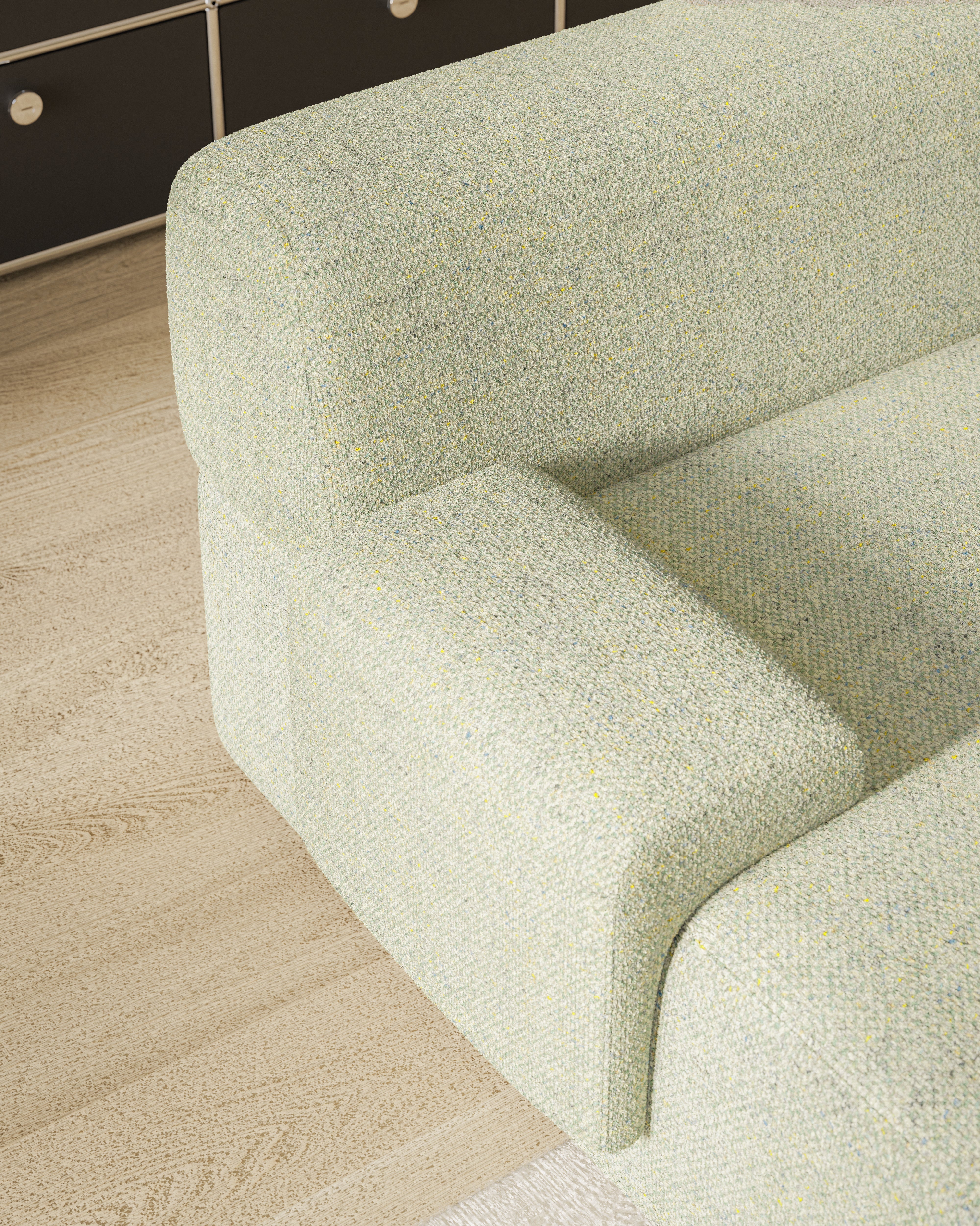 Open left-sided modular corner sofa UMI light green