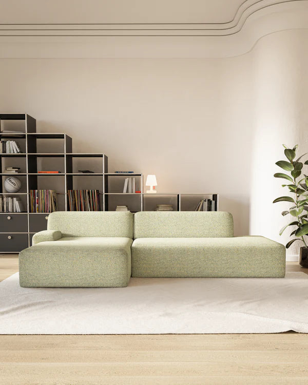 Modulares Sofa UMI - offenes Element links in hellgrün