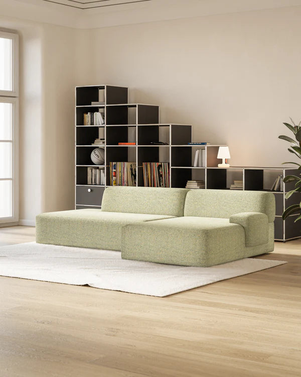 UMI Modular Sofa - Right-Arm Chaise Longue in Light Green