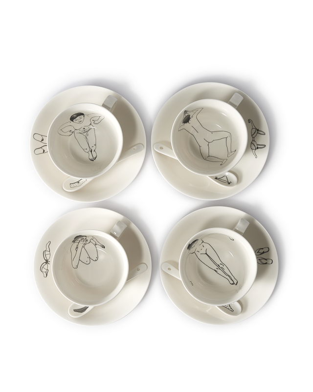 Set van kopjes UNDRESSED witte porselein