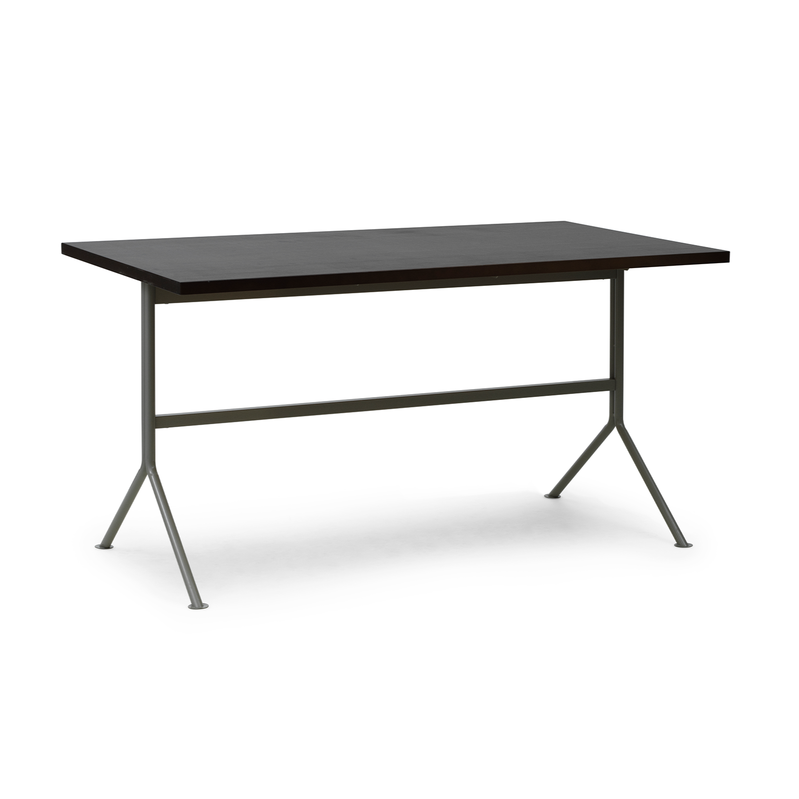 Dark brown Kip desk with a gray base