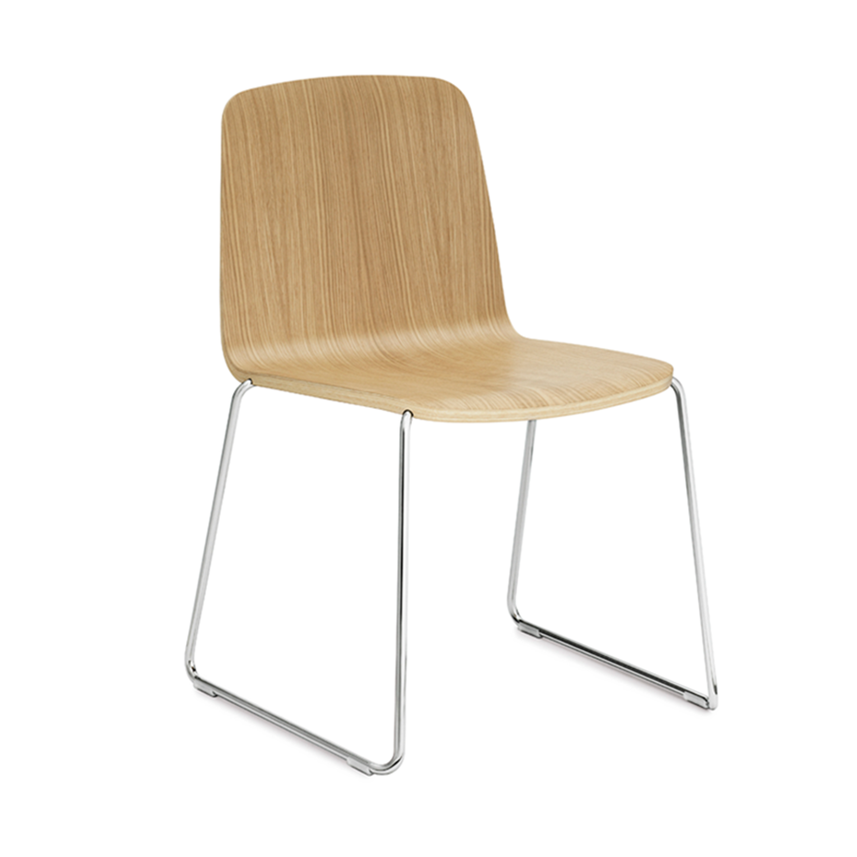 Stoel JUST natuurlijk essen met verchroomde basis
