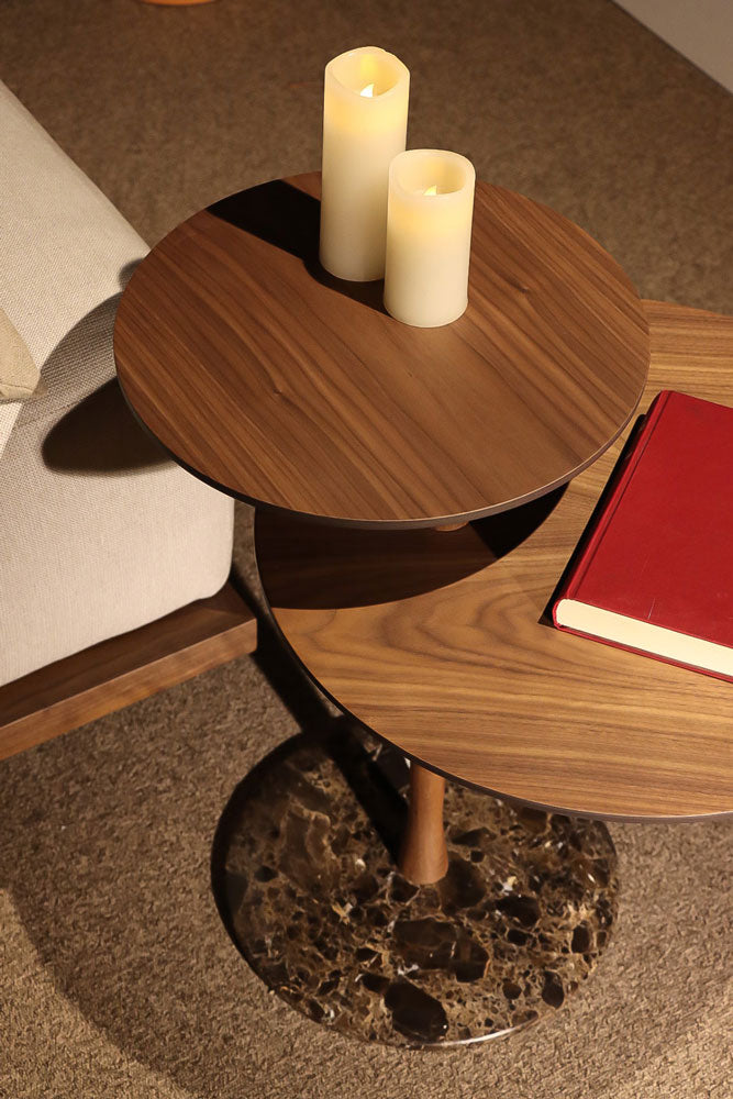 Salontafel VAIVEN hout met marmer