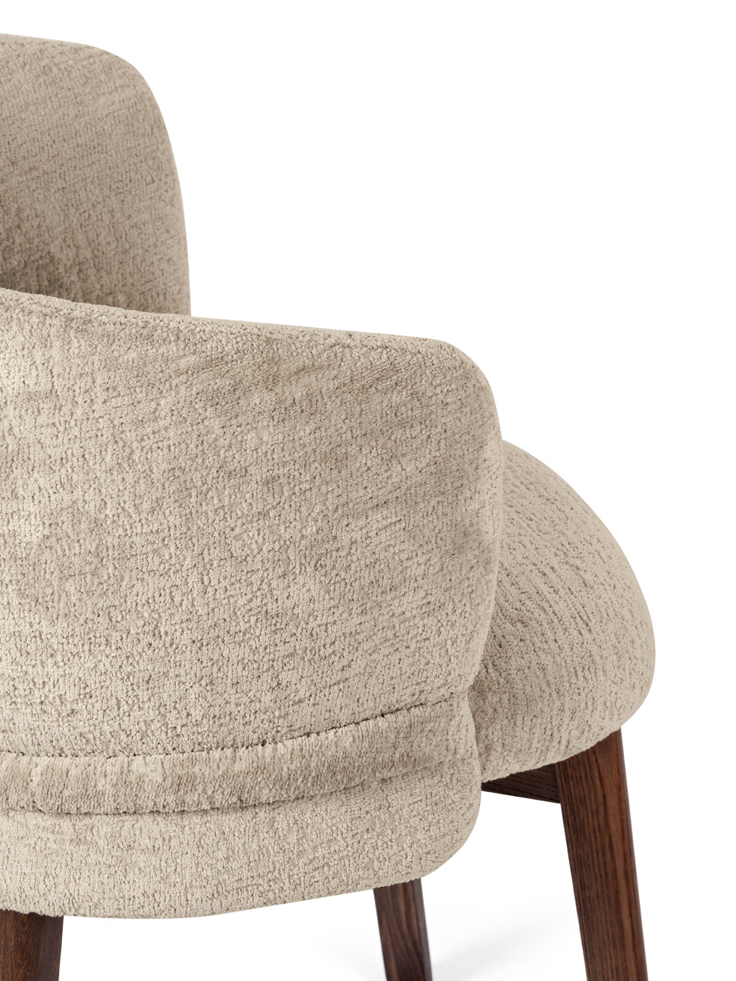 VANILLA upholstered chair with a dark wooden base