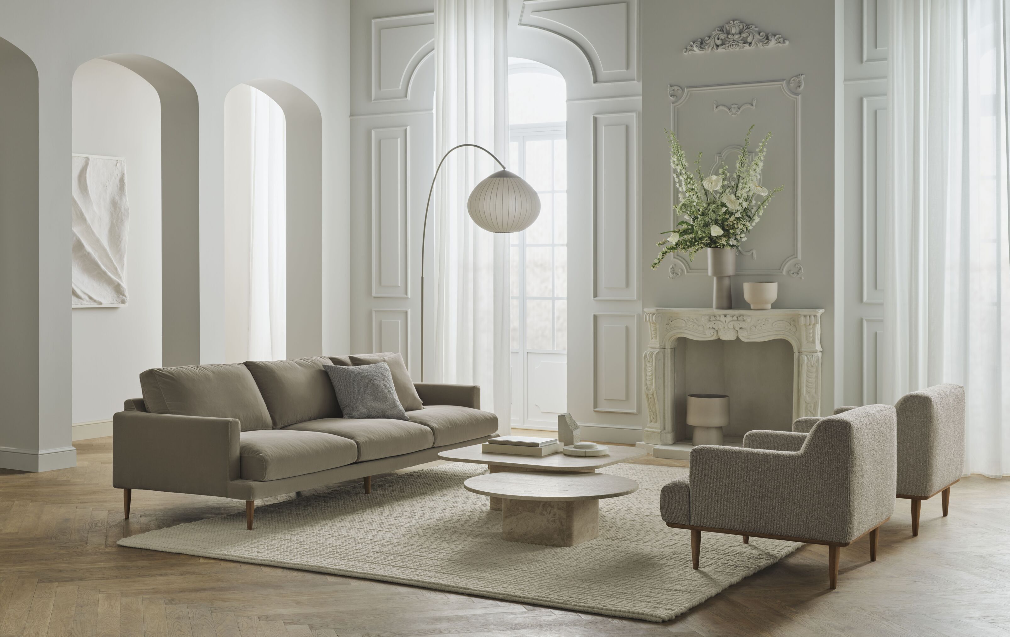 Sofa 4-persoons VENEDA stalen basis