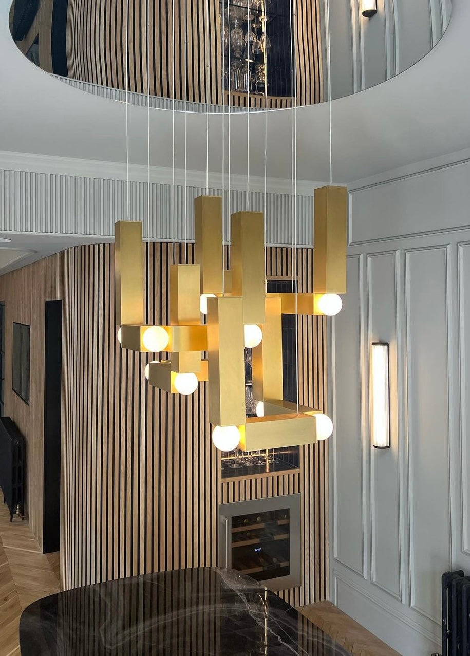 Hanglamp VESPER QUATTRO met opaalvormige kap en zilveren afwerking