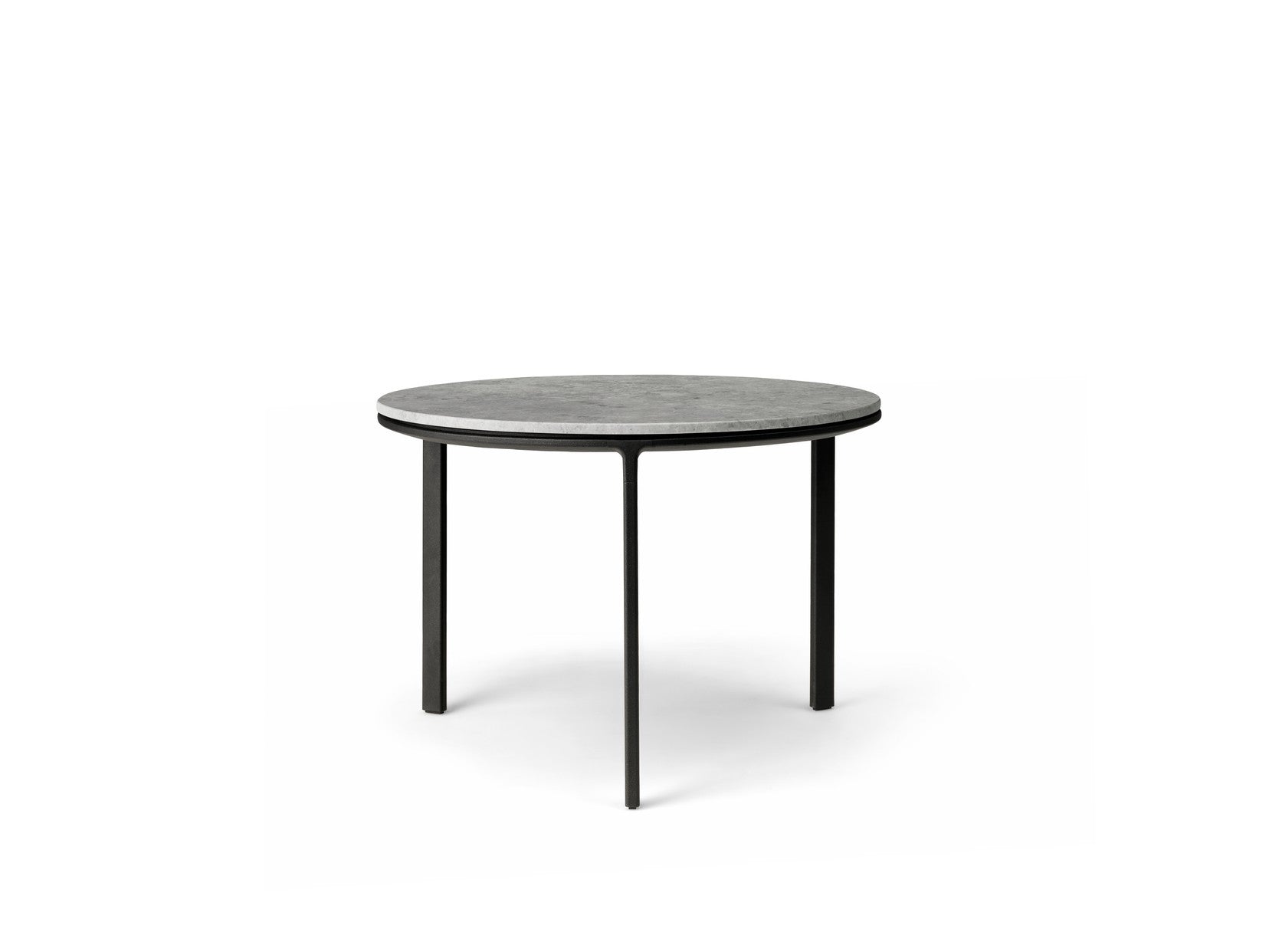 Salontafel 423 lichtgrijs met marmeren blad en donkere aluminium basis
