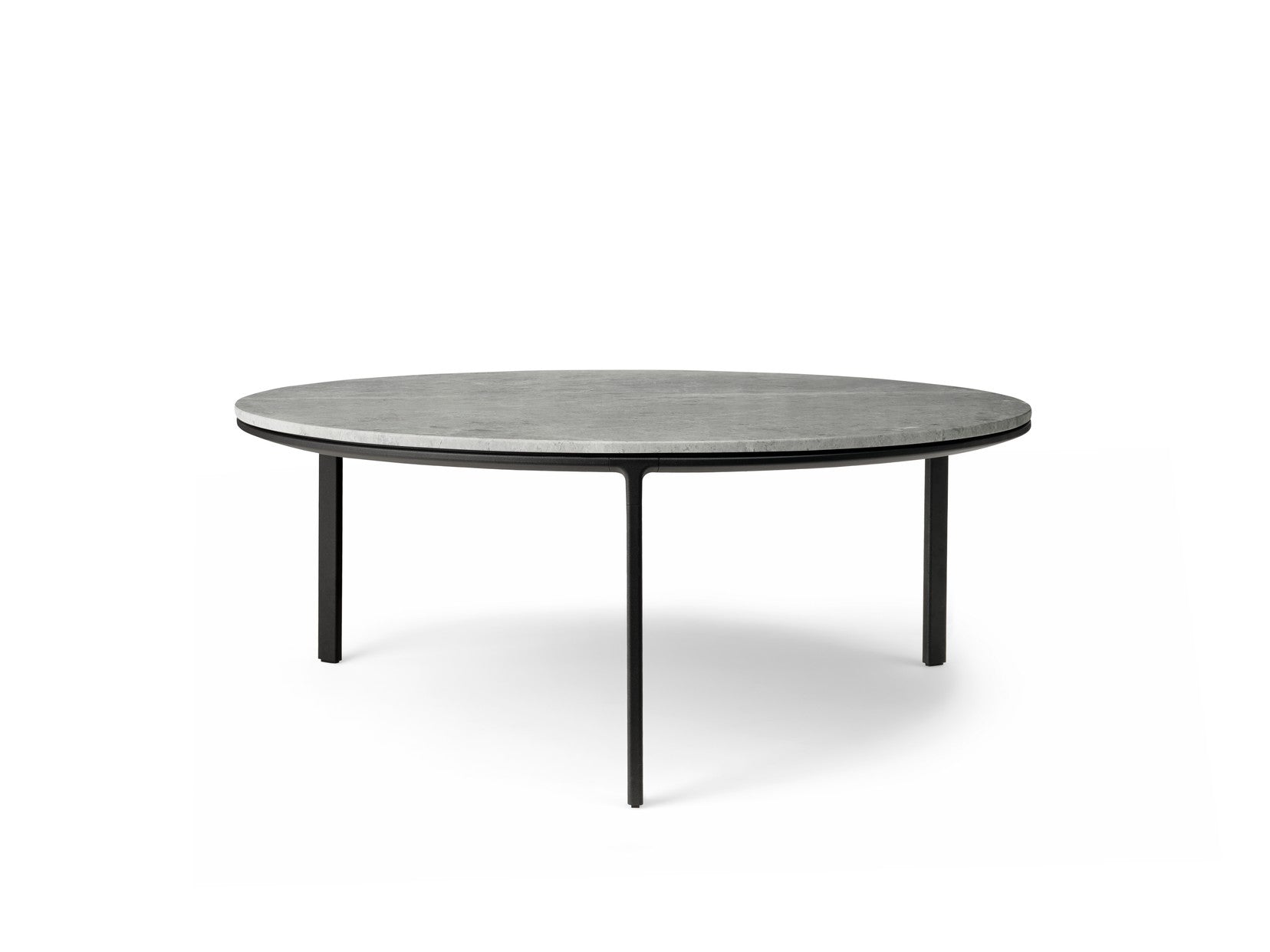 Salontafel 423 lichtgrijs met marmeren blad en donkere aluminium basis