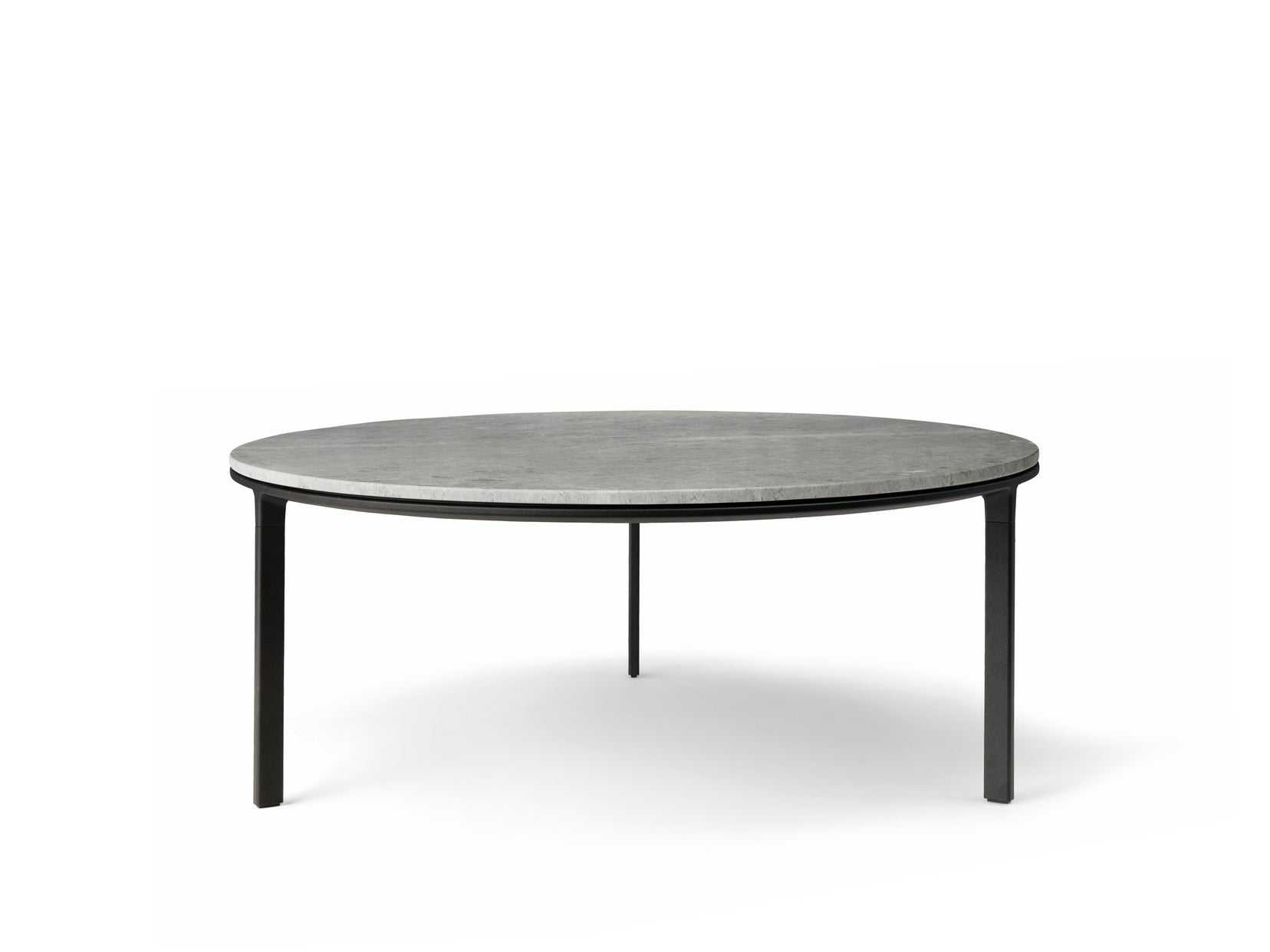 Salontafel 423 lichtgrijs met marmeren blad en donkere aluminium basis