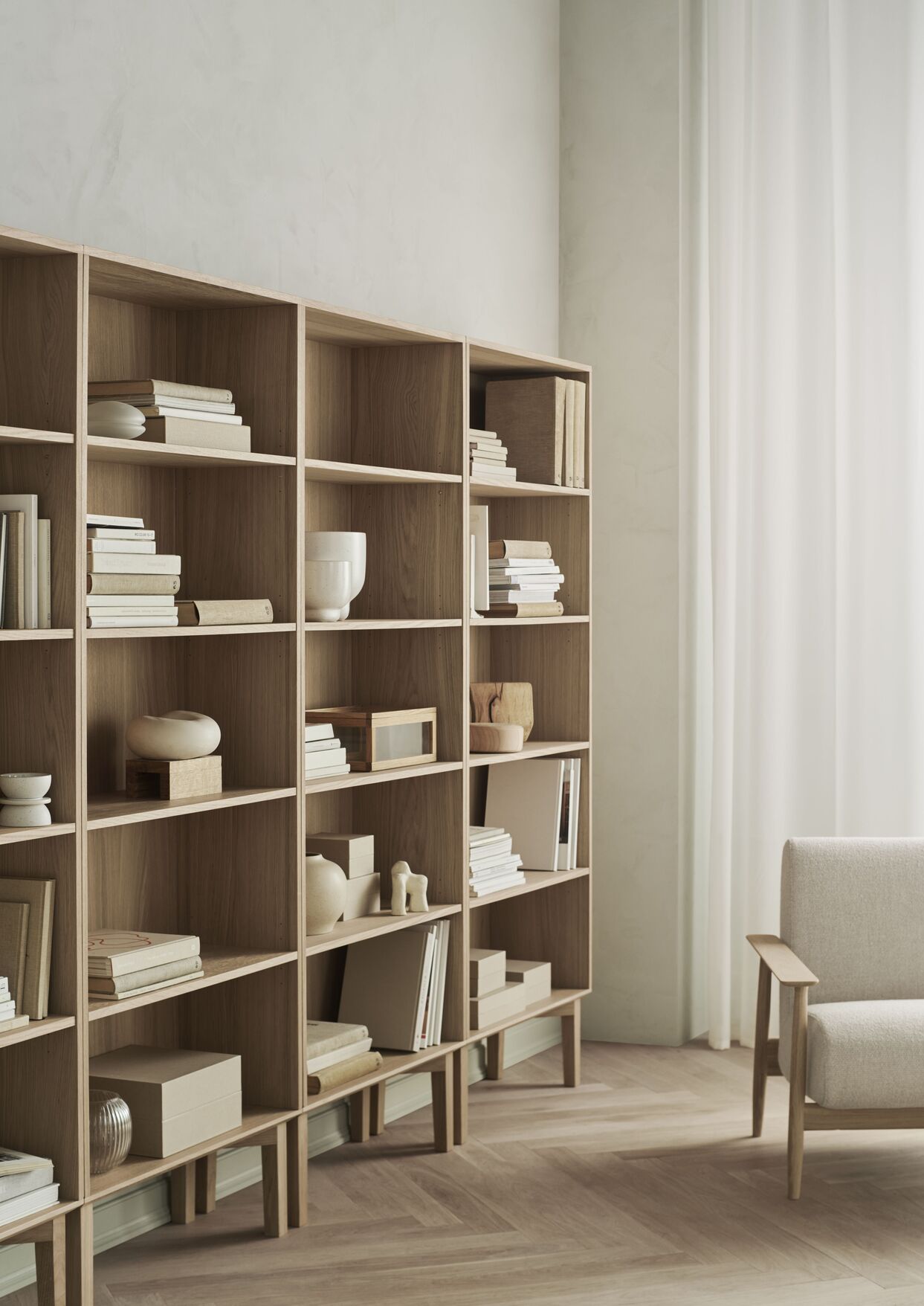 Boekenkast SILENT gebleekt eikenhout