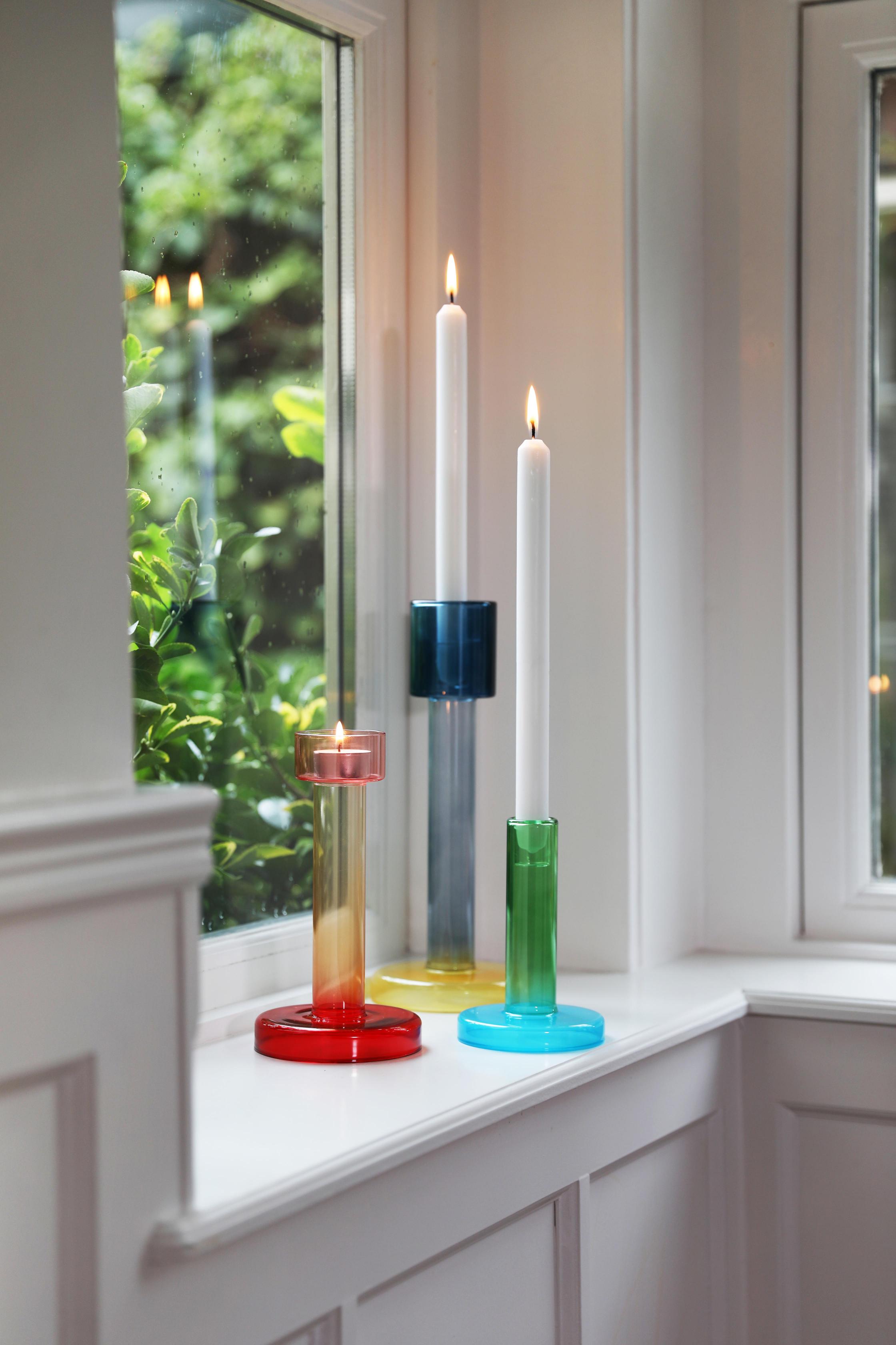 Grüner Kerzenhalter BOLE mit Blau