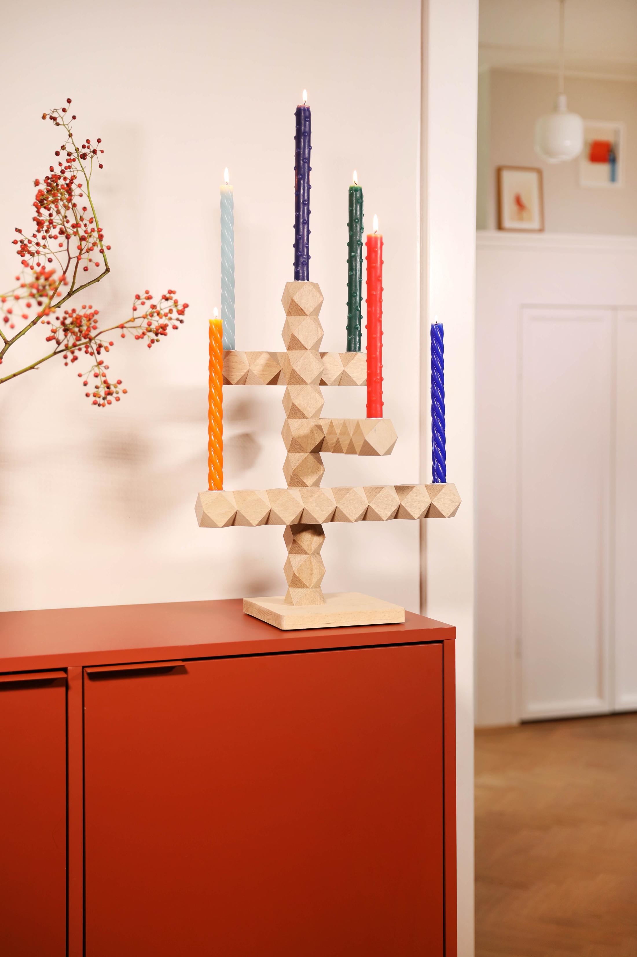 CLEAN CUT Candle Holder Beech Wood