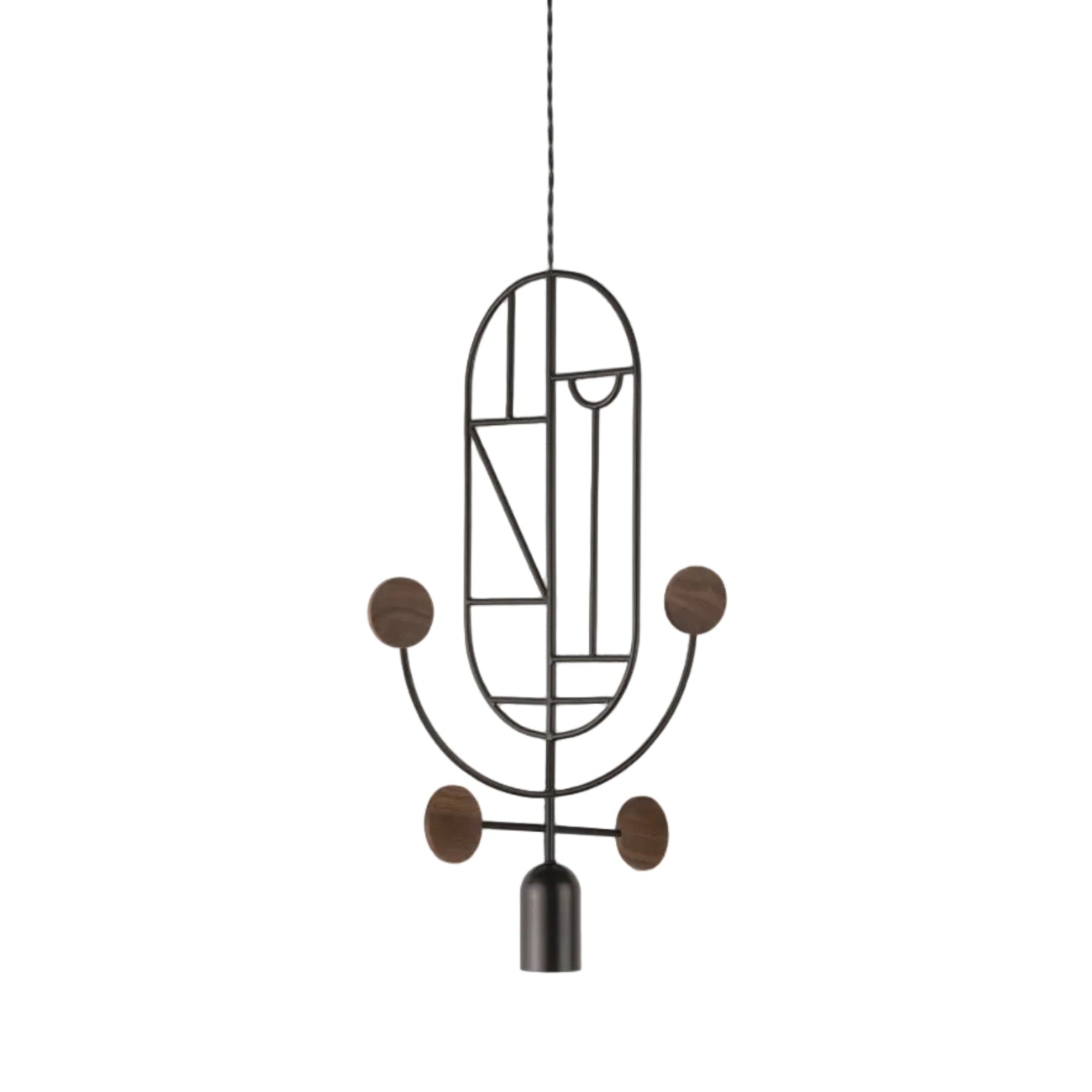 Hanglamp WOODEN DOTS WDS05 grafiet met notenhout