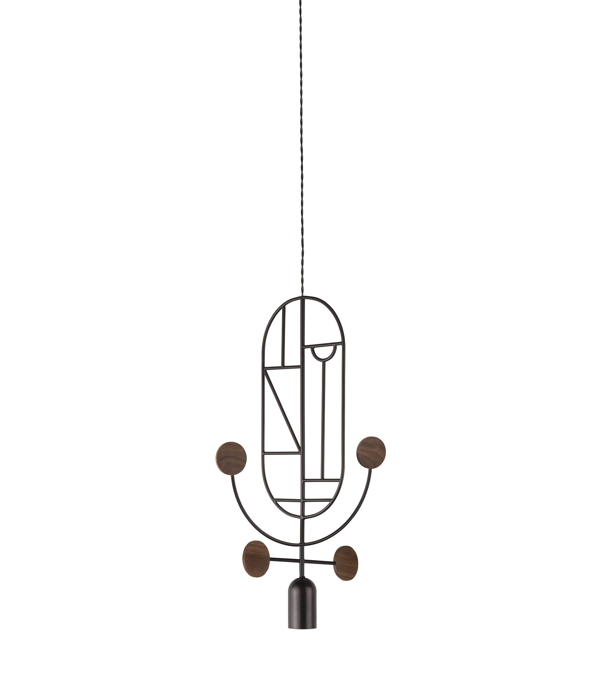 Hanglamp WOODEN DOTS WDS05 grafiet met notenhout