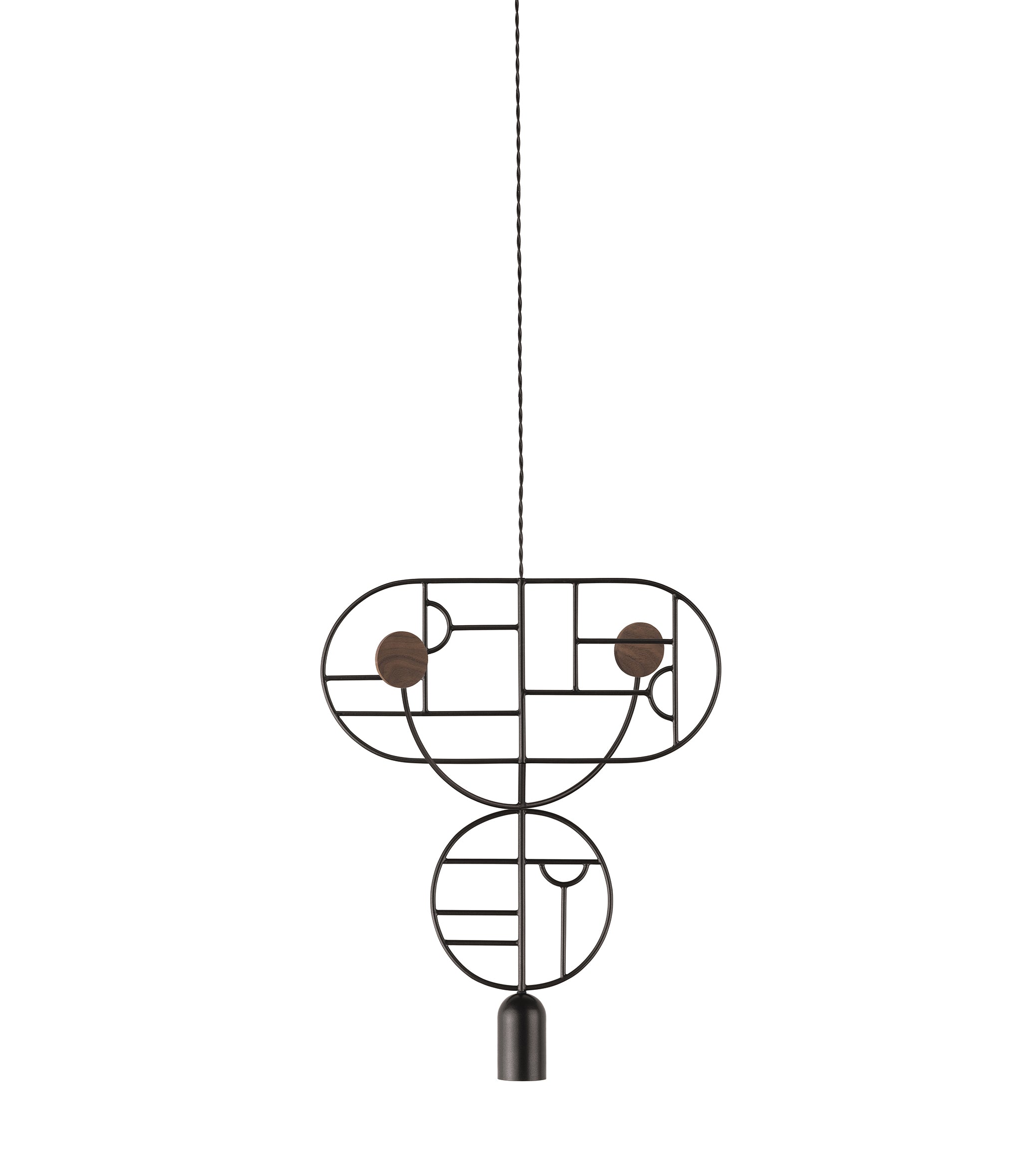 Hanglamp WOODEN DOTS WDS07 grafiet met notenhout