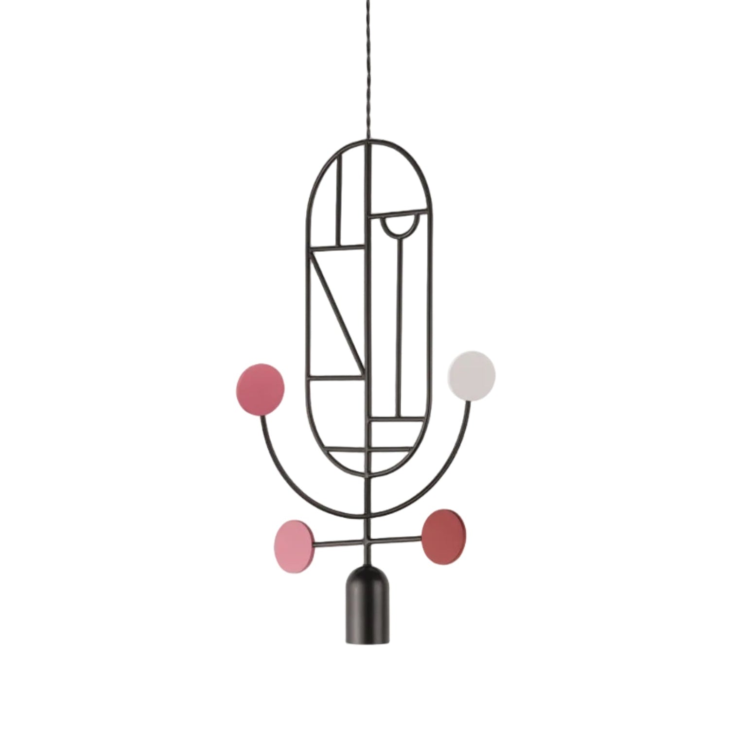 WOODEN DOTS WDS05 Pendant Lamp in Graphite with White and Red
