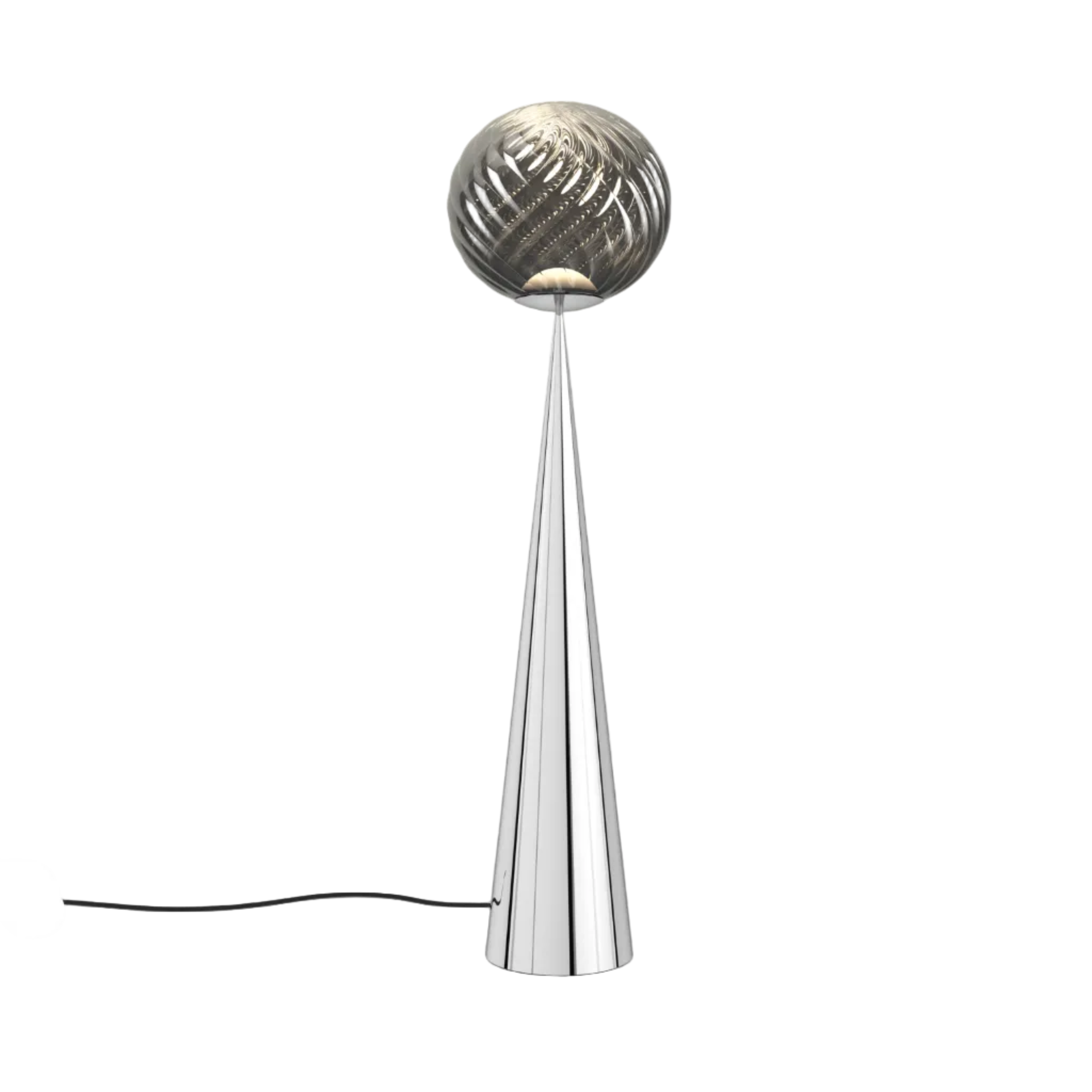 WHIRL FAT CONE Silver Floor Lamp with Silver Base