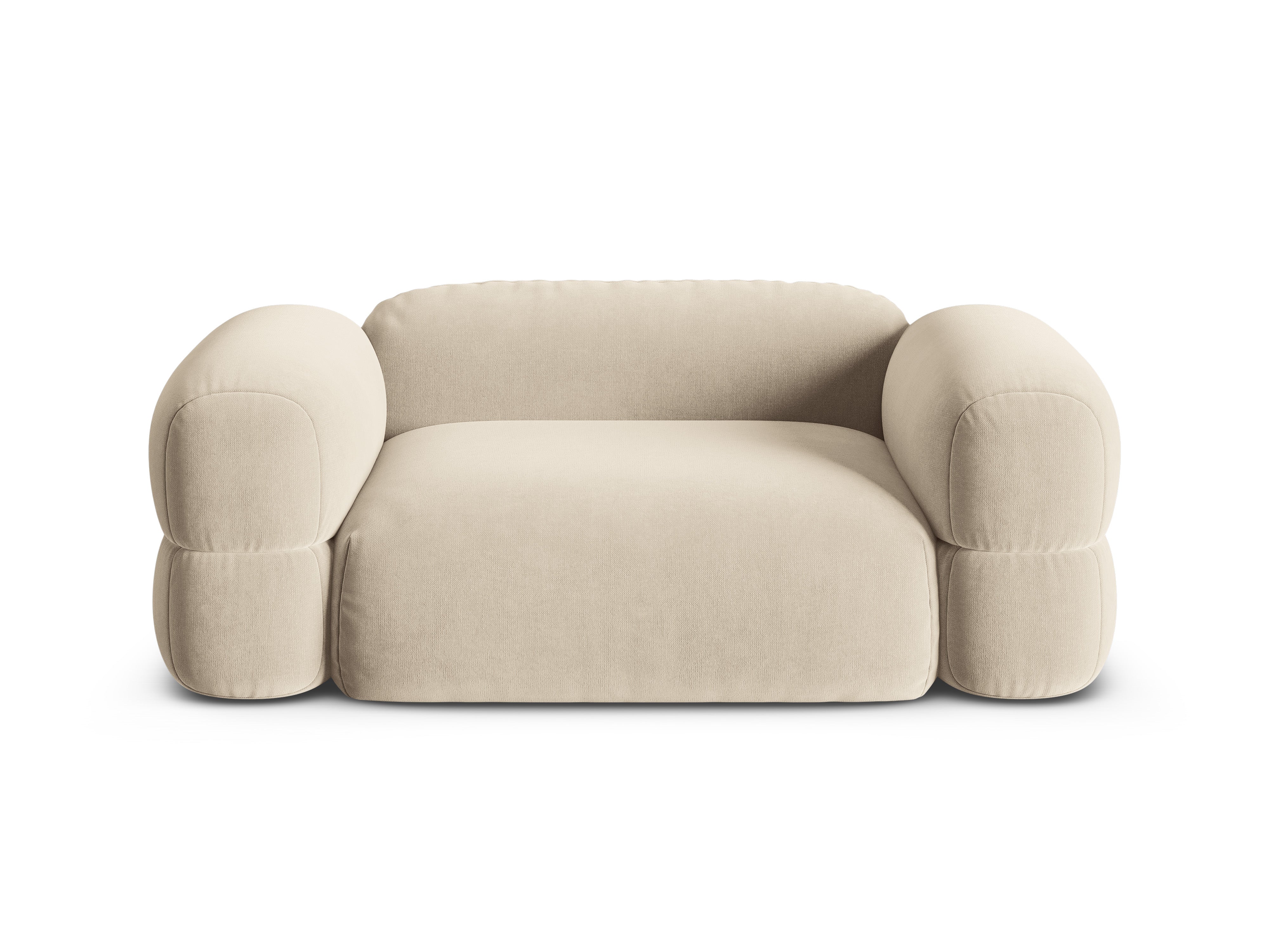 Sofa van fluweel voor 2 personen ROGER lichtbeige