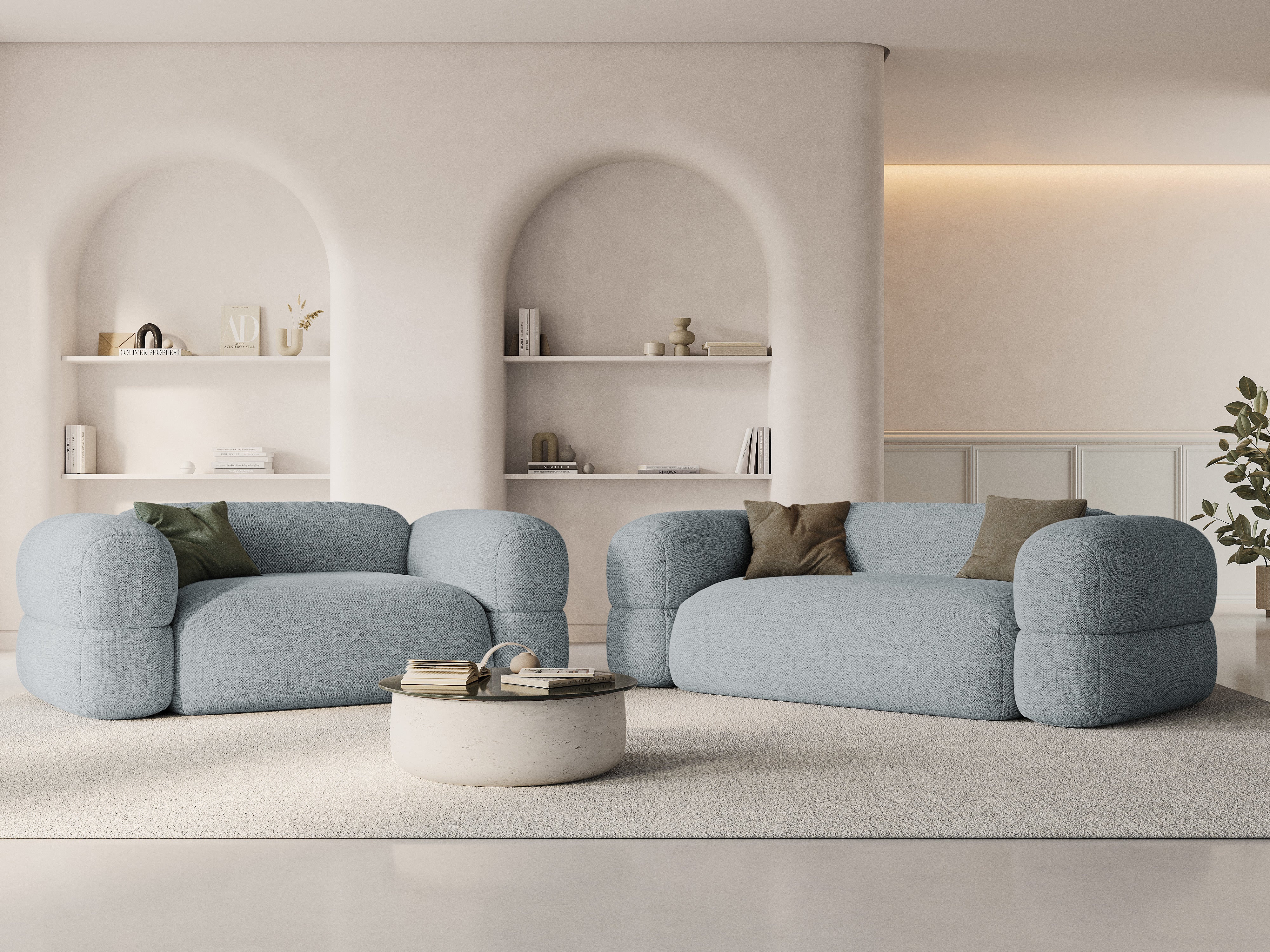 Sofa 3-Sitzer ROGER himmelblaues Chenille