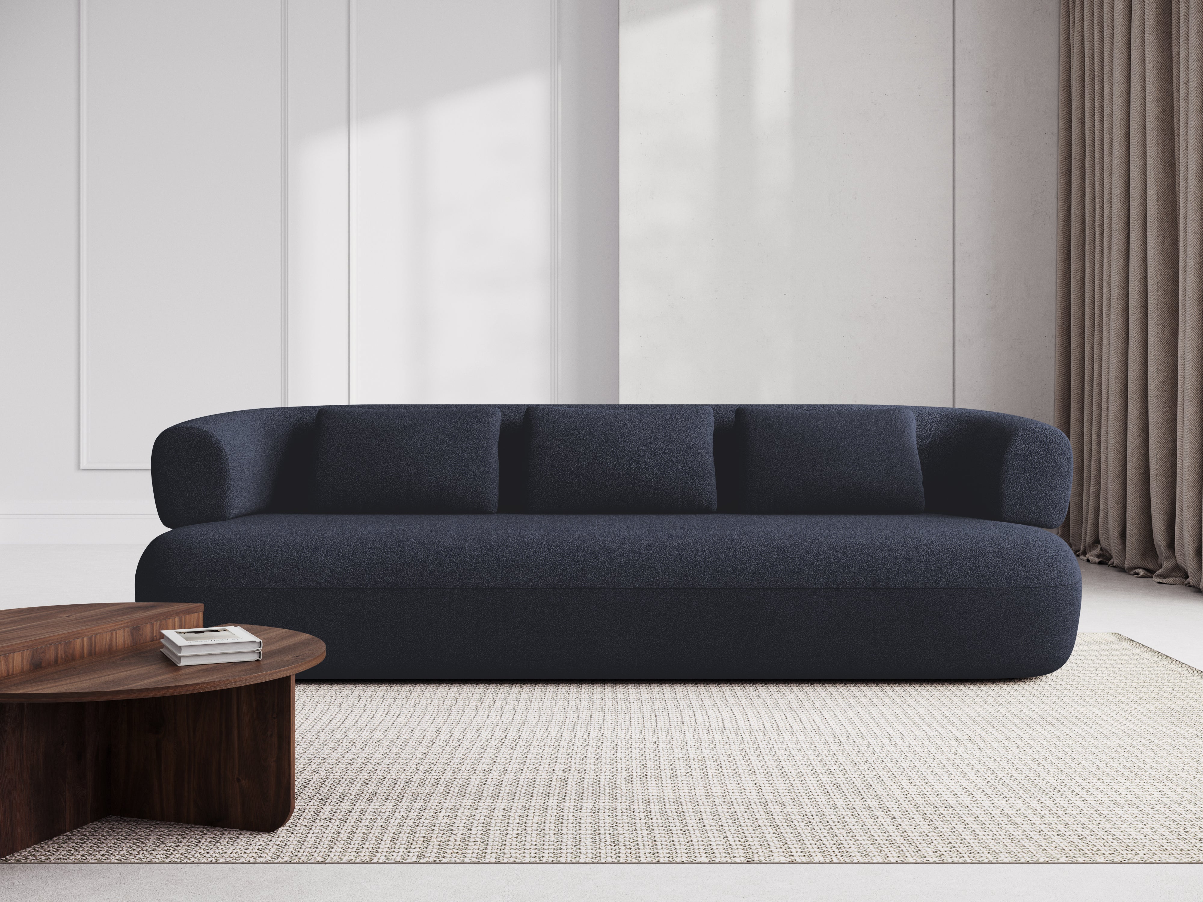 Sofa 3,5-zits ALDRIN in marineblau boucle