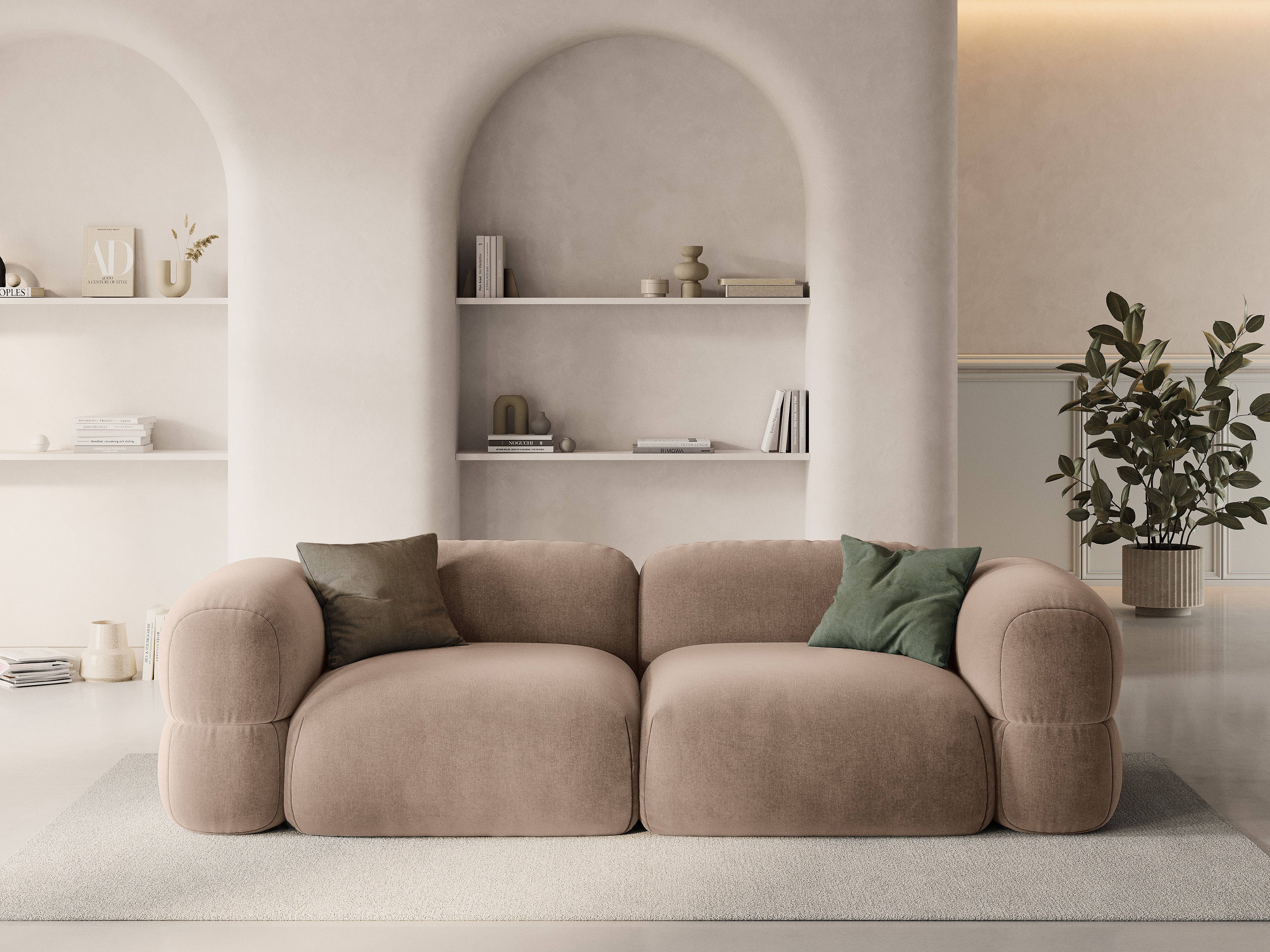 Sofa aus Samt für 4 Personen ROGER dunkelbeige